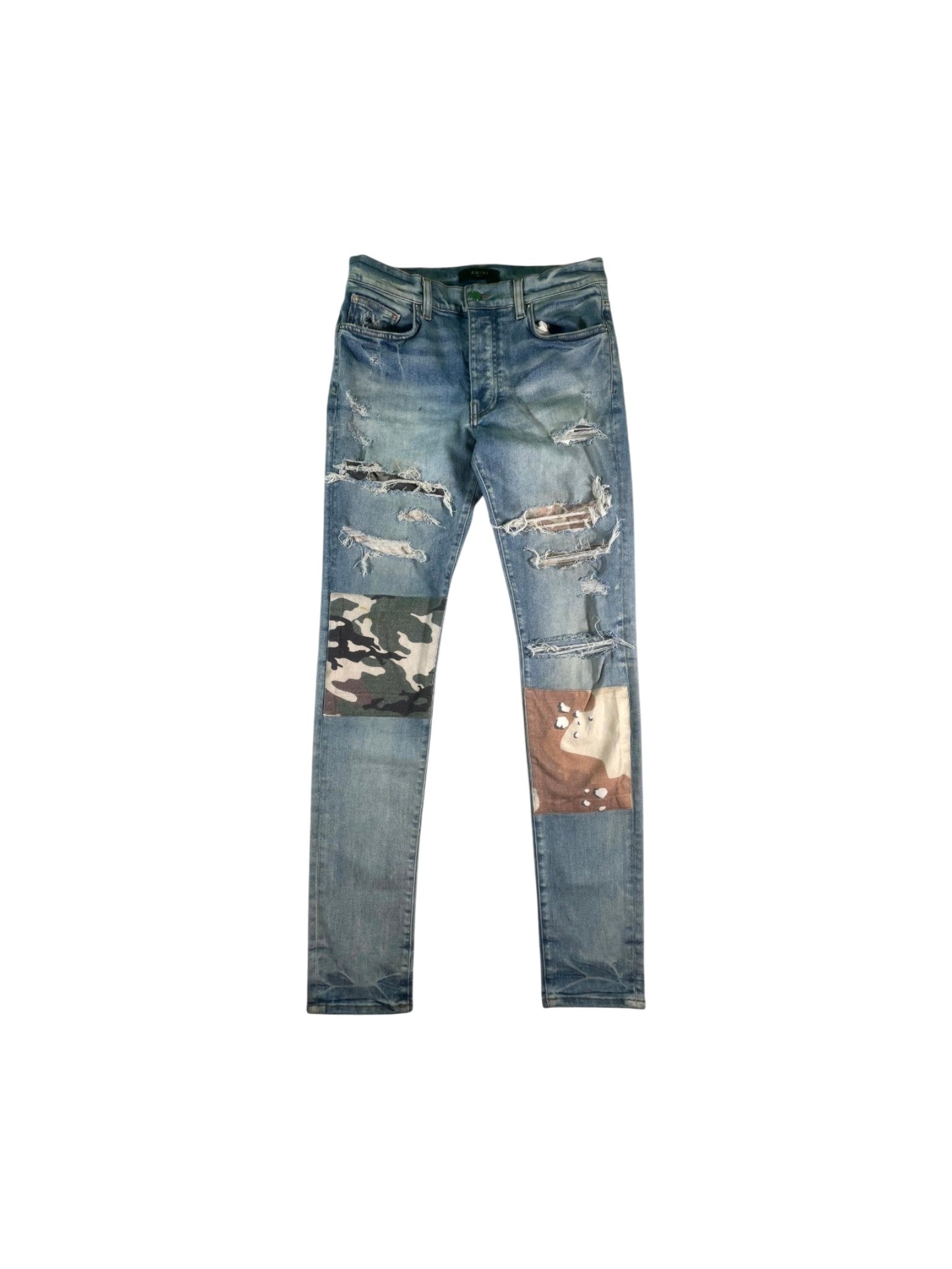 Amiri "MX1 Camo Patch" Light Wash Jeans