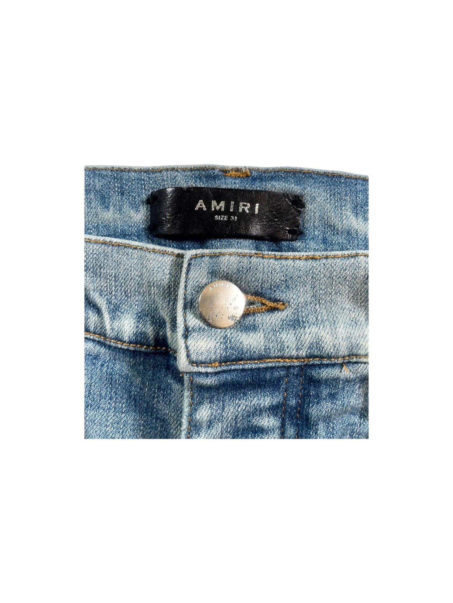 Amiri "MX1 Camo Patch" Light Wash Jeans