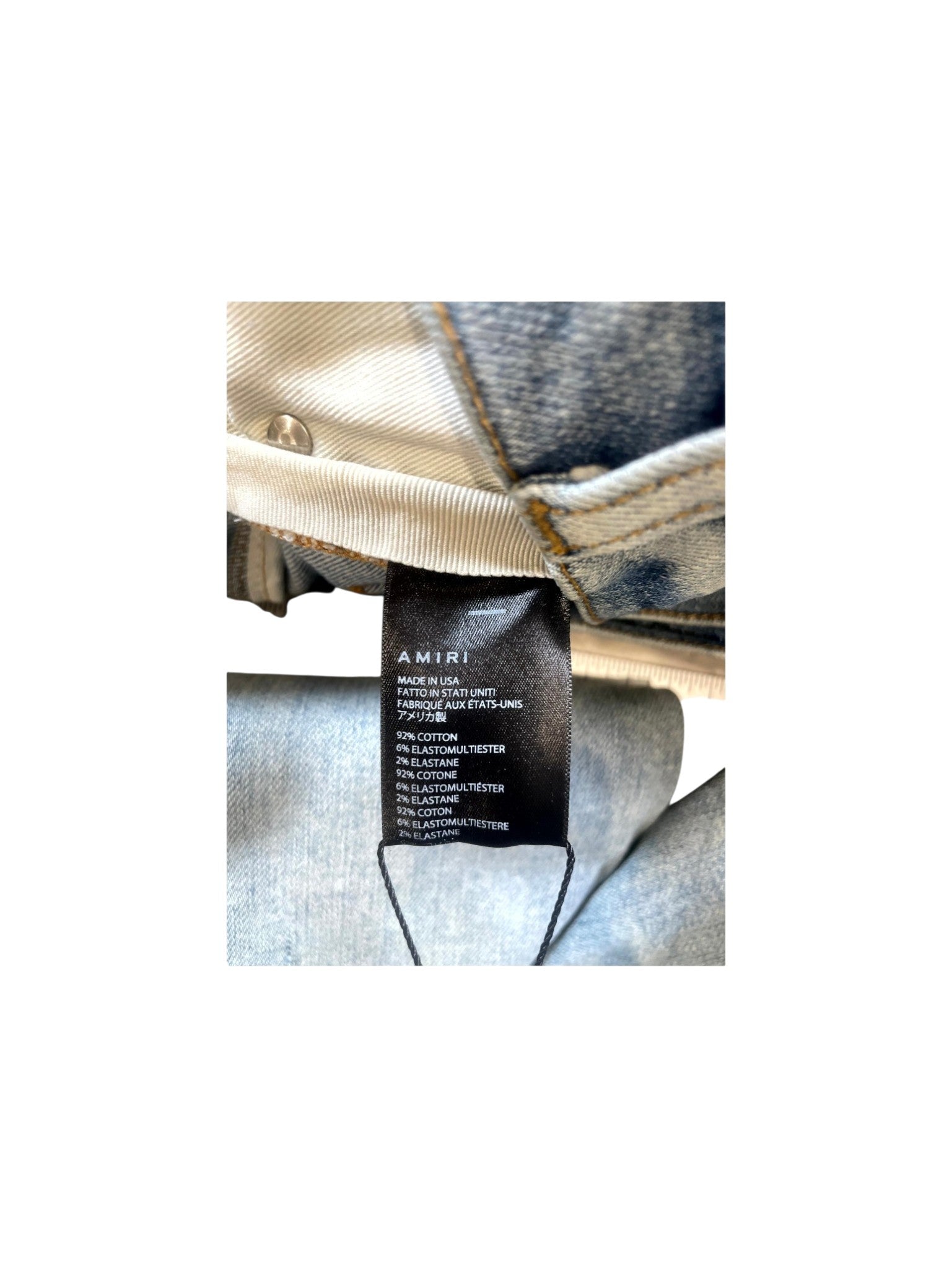 Amiri "MX1 Camo Patch" Light Wash Jeans