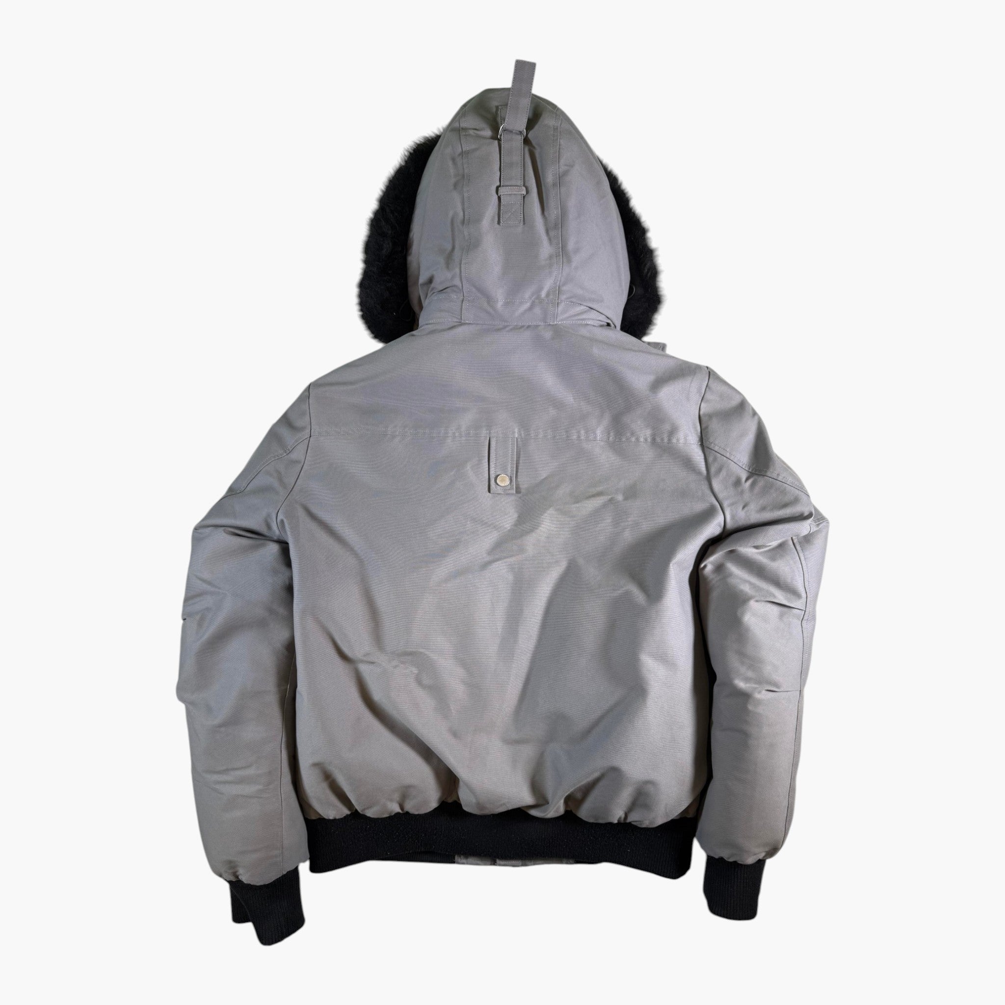 Moose Knuckles Black Fur Grey Bomber Jacket