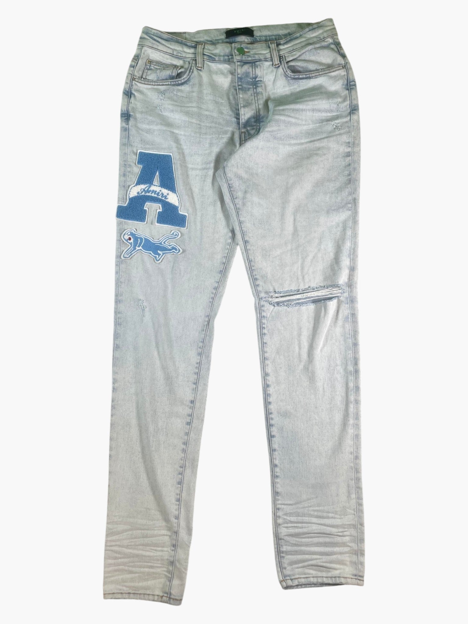 Amiri Baby Blue A Patch J Stone Wash Jeans
