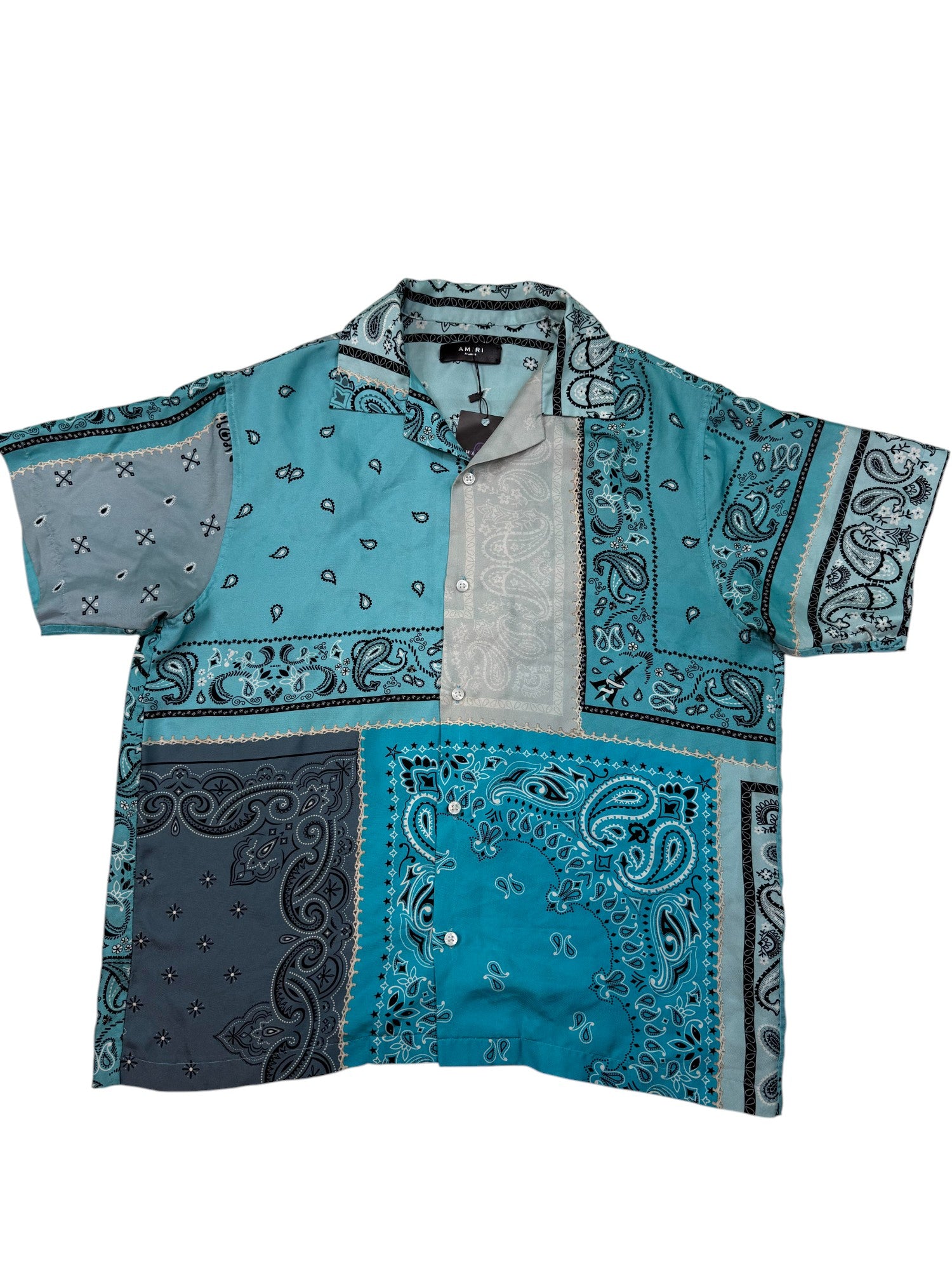 Amiri Silk Paisley Button Up Blue