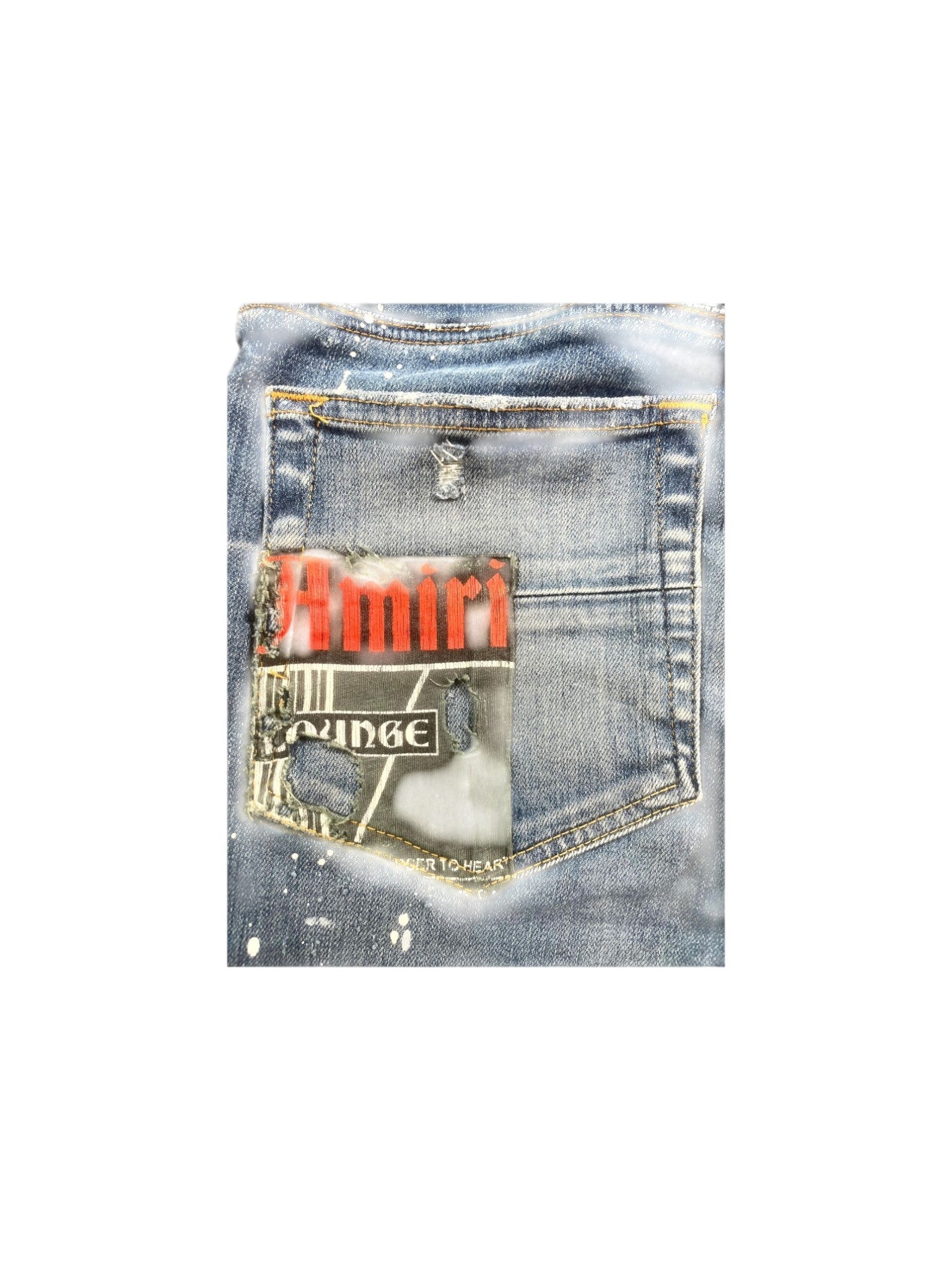 Amiri "Crystal Lounge Patchwork" Dark Wash Jeans