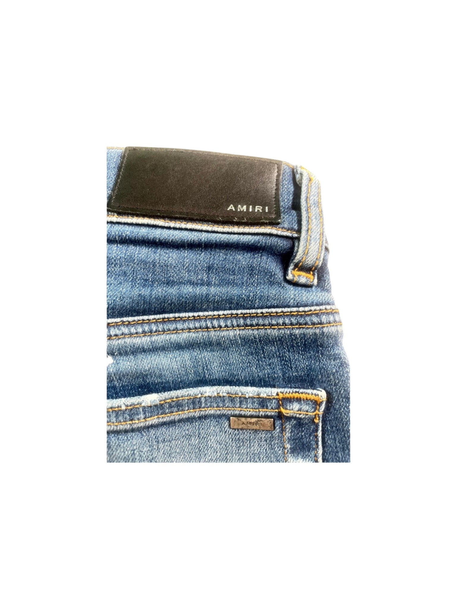 Amiri "Crystal Lounge Patchwork" Dark Wash Jeans