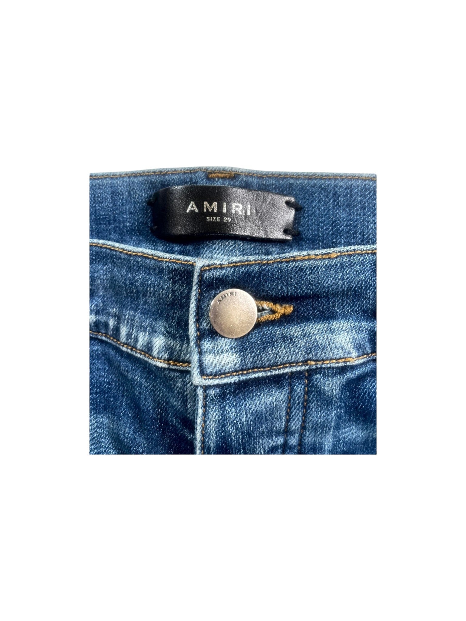 Amiri "Crystal Lounge Patchwork" Dark Wash Jeans