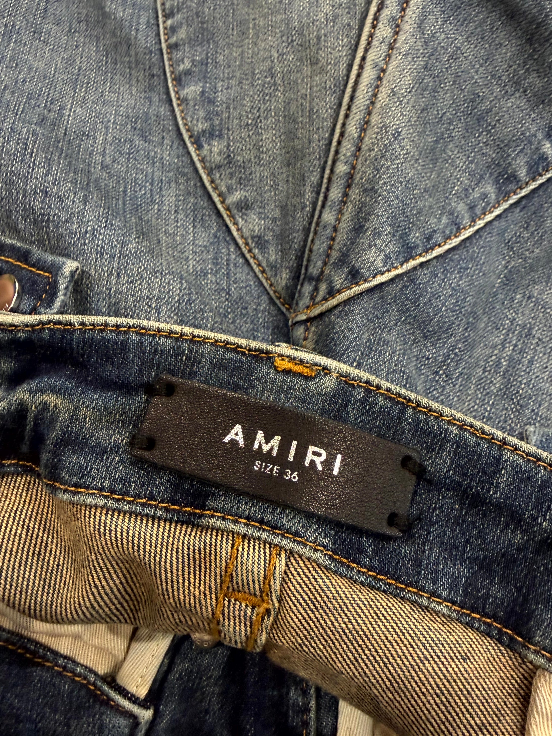 Amiri Denim Dark Wash Cargo Pants