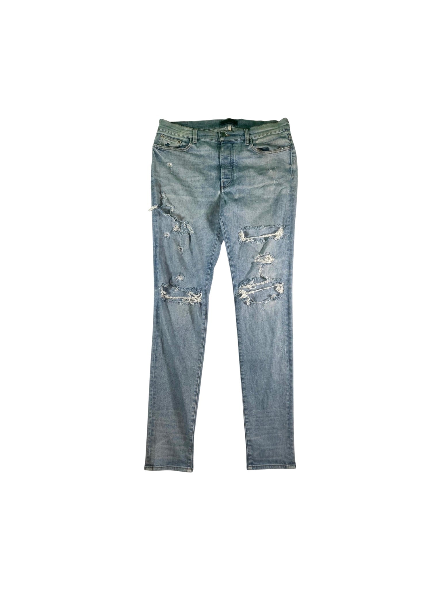 Amiri Ripped Thrasher Light Wash Jeans