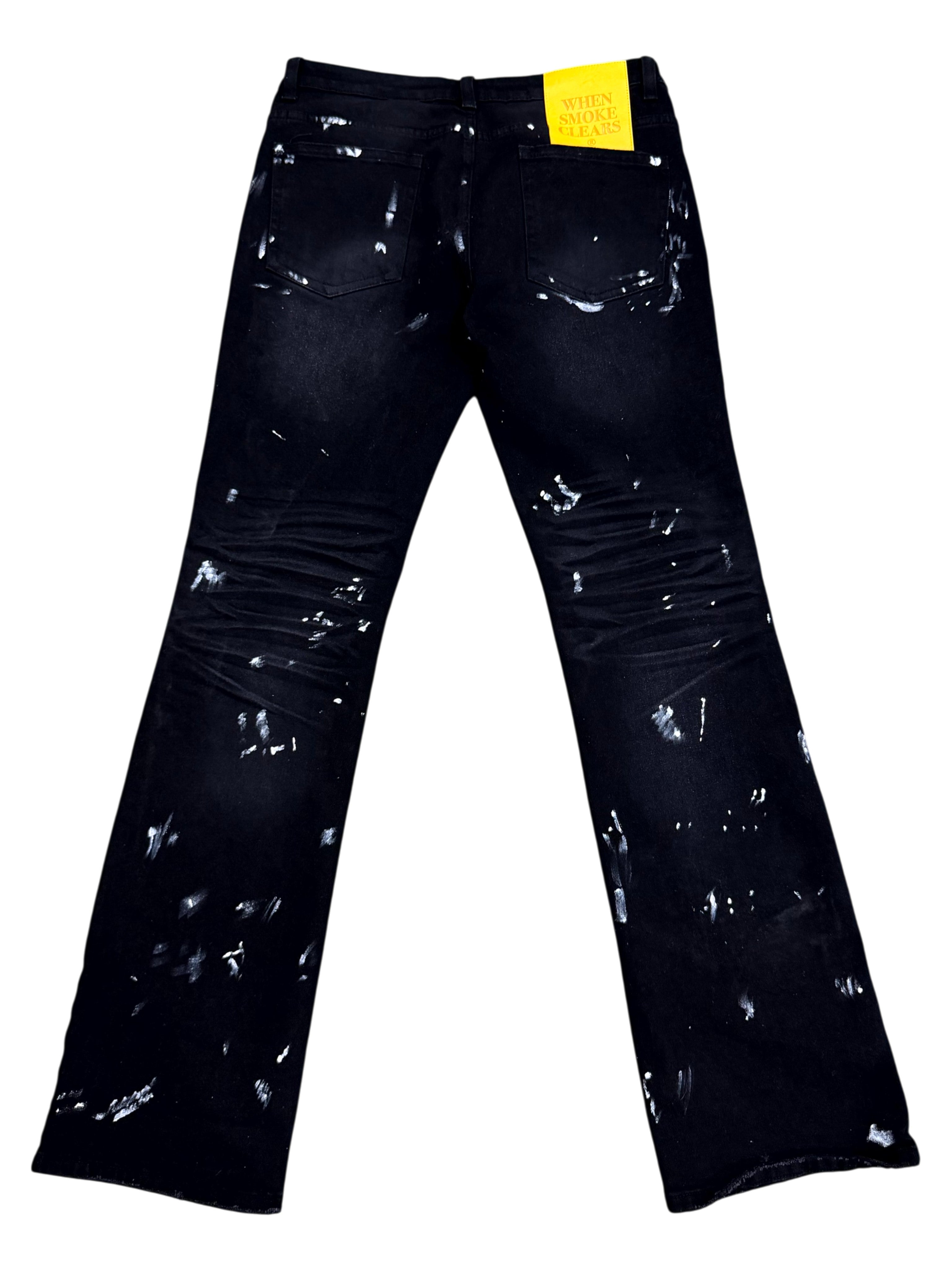 When Smoke Clears Paint Splatter Black Jeans