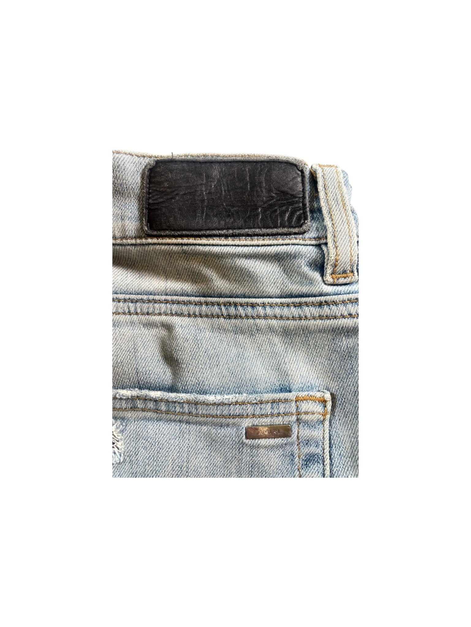 Amiri Ripped Thrasher Light Wash Jeans