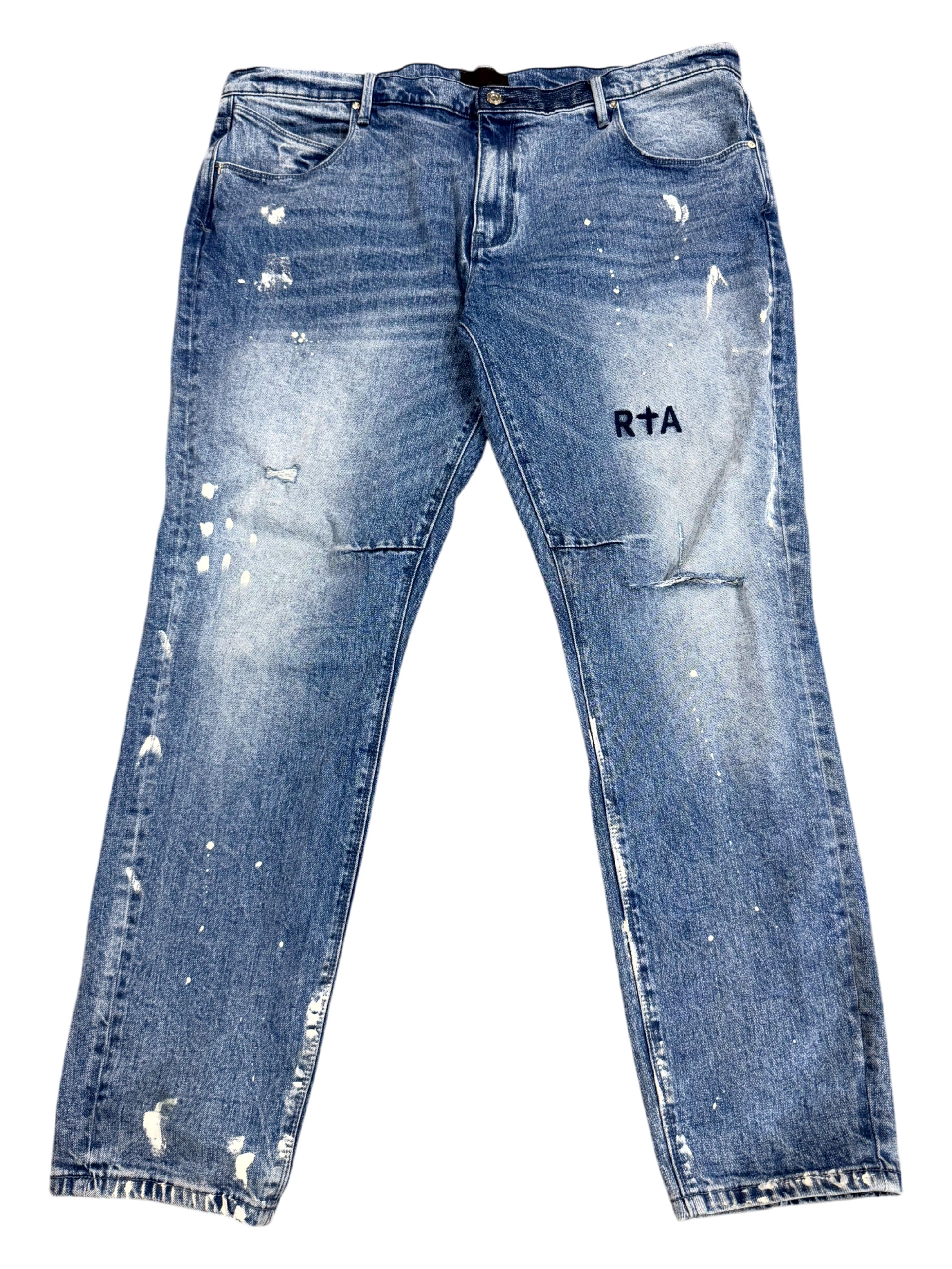 RTA Embroidered Splatter Light Wash Jeans