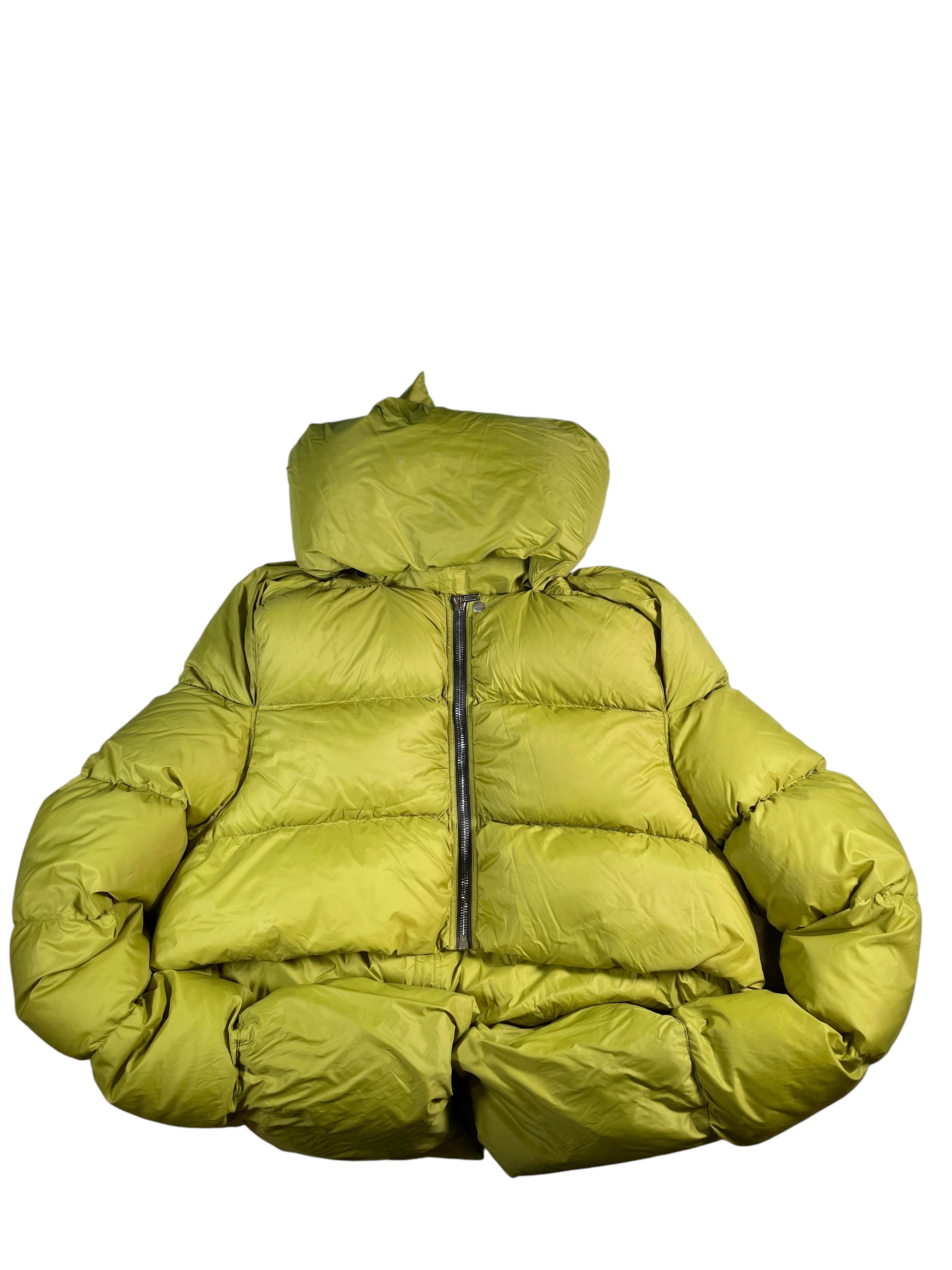 Rick Owens Cropped Lime Puffer Jacket