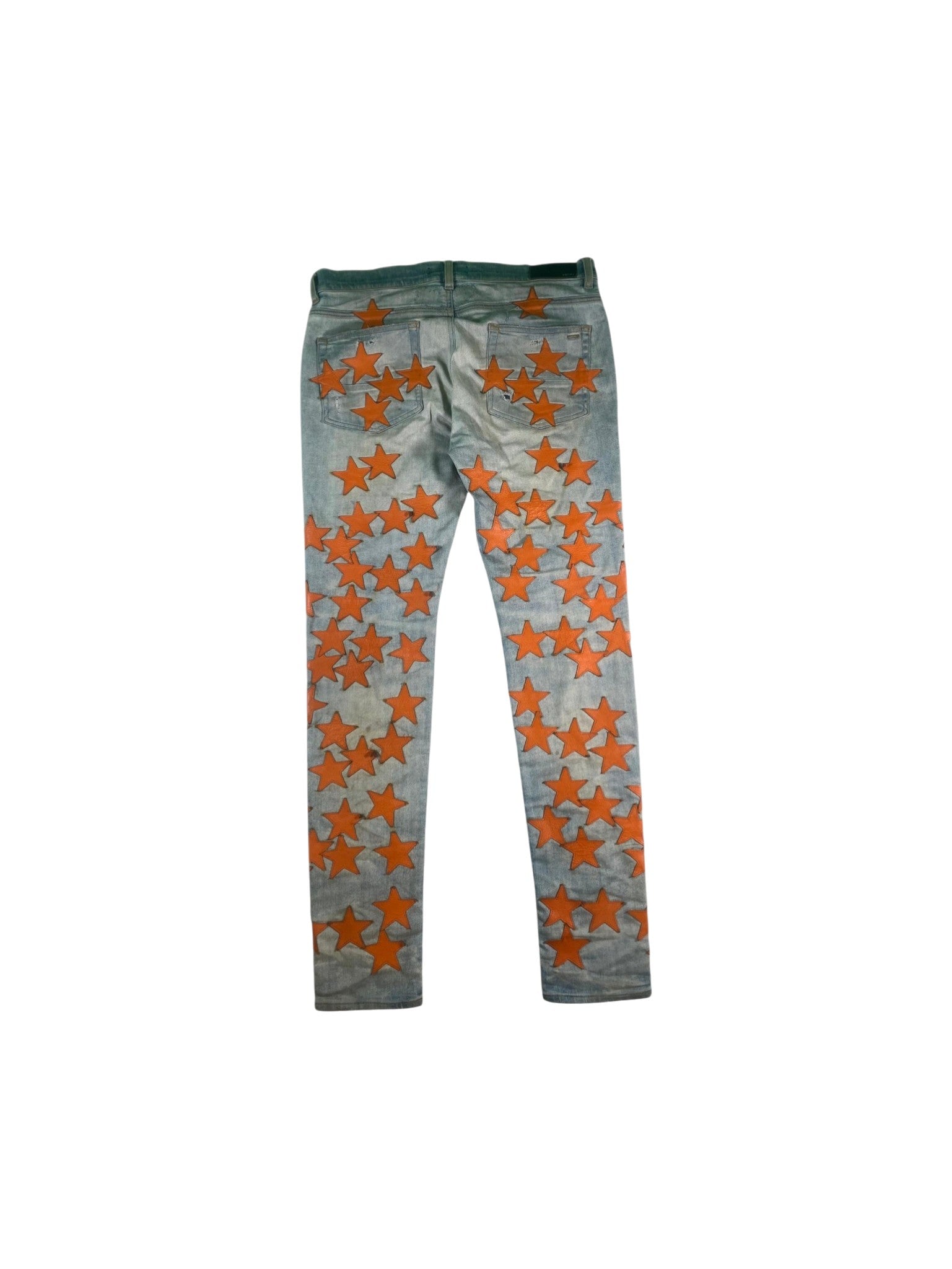 Amiri "Chemist Stars" Light Wash & Orange Jeans