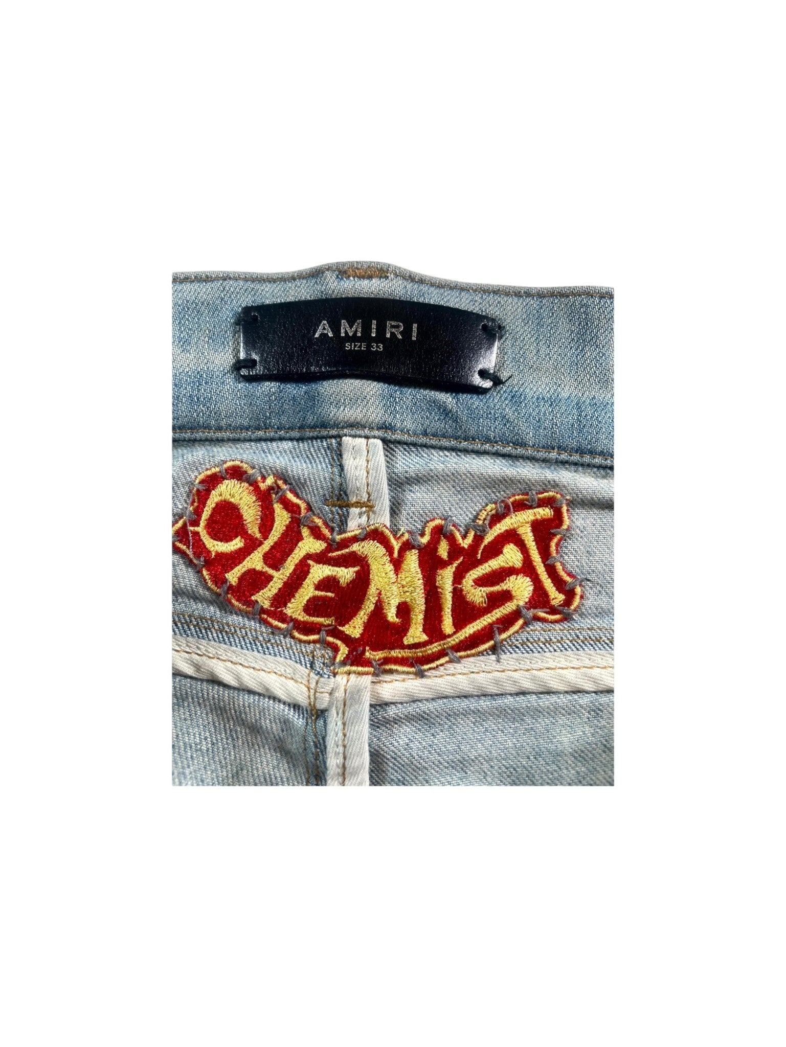 Amiri "Chemist Stars" Light Wash & Orange Jeans