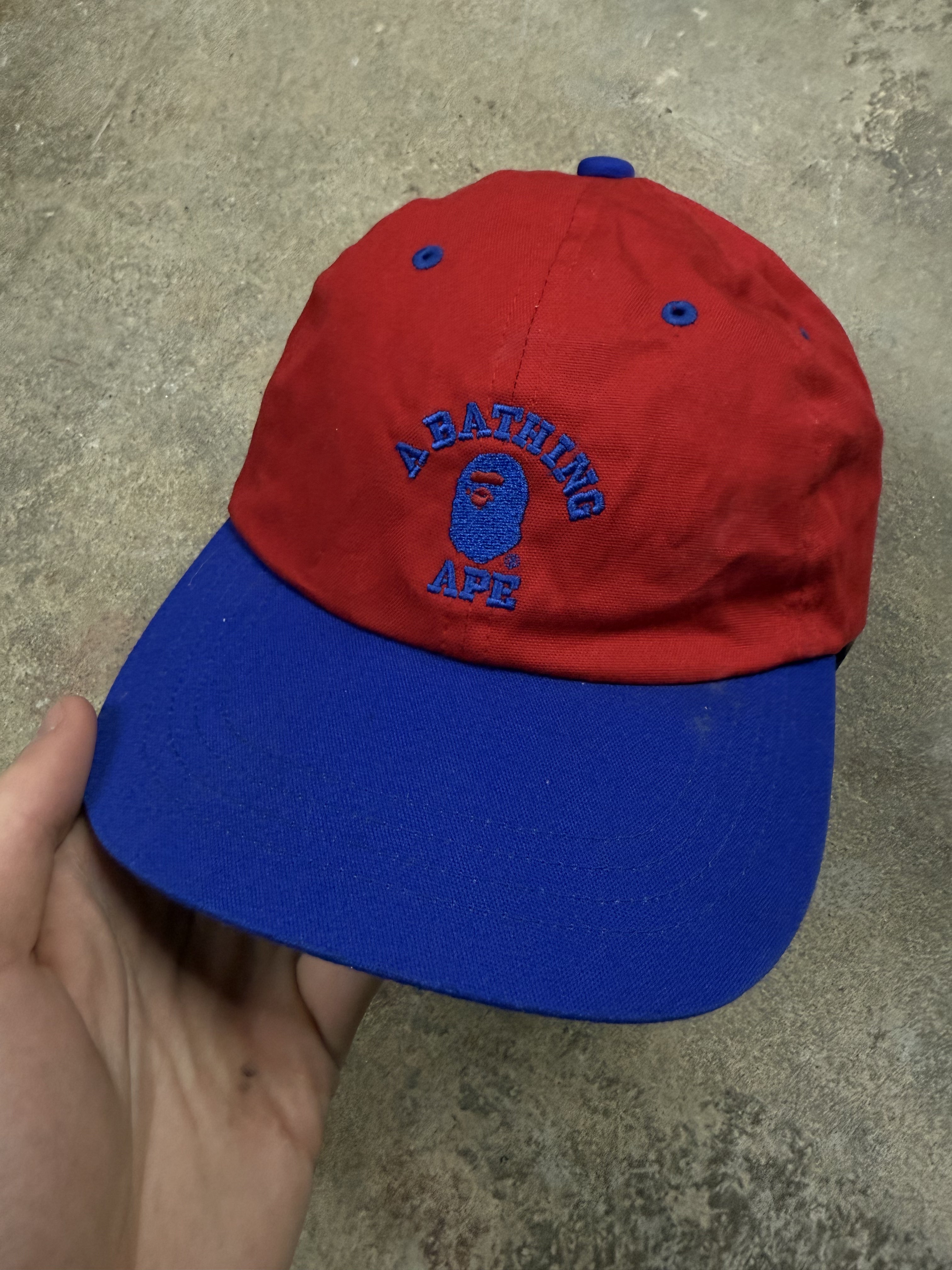 BAPE 6 Panel Cap Blue Red Used OS
