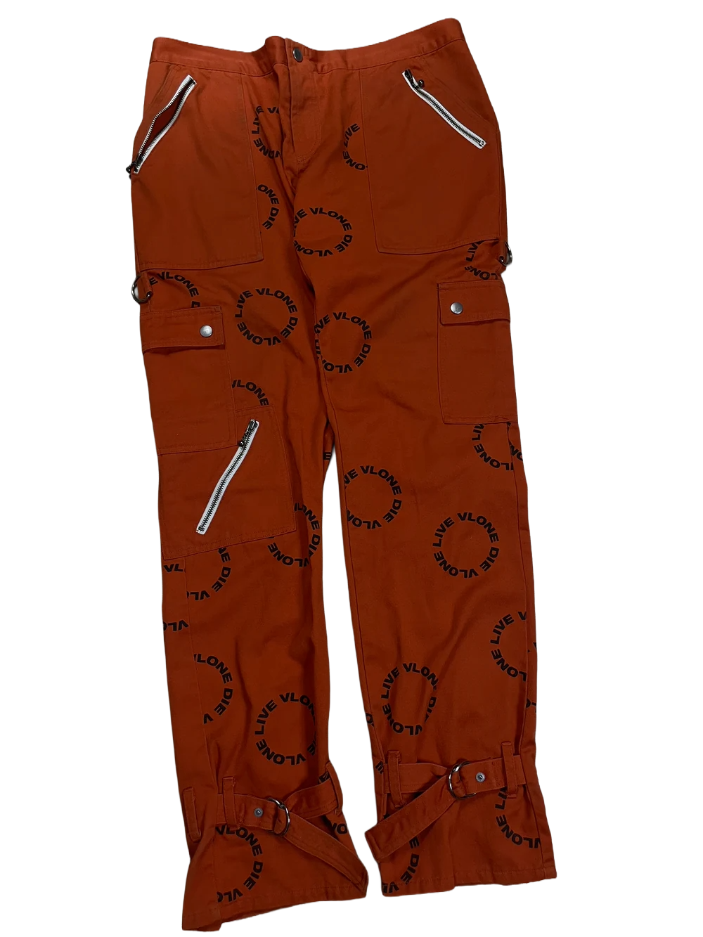 Vlone All Over Orange & Black Cargo Pants