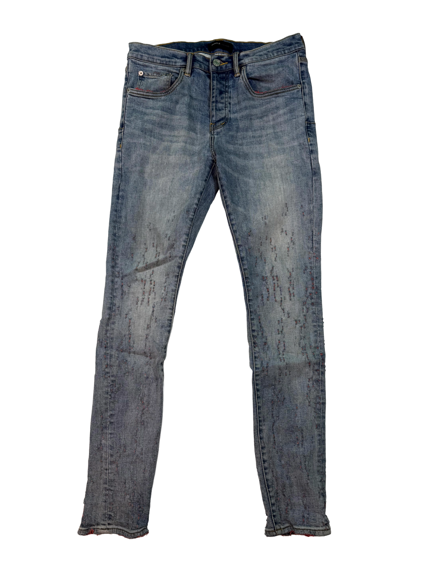 Purple Brand Red Stitch Light Wash Jeans