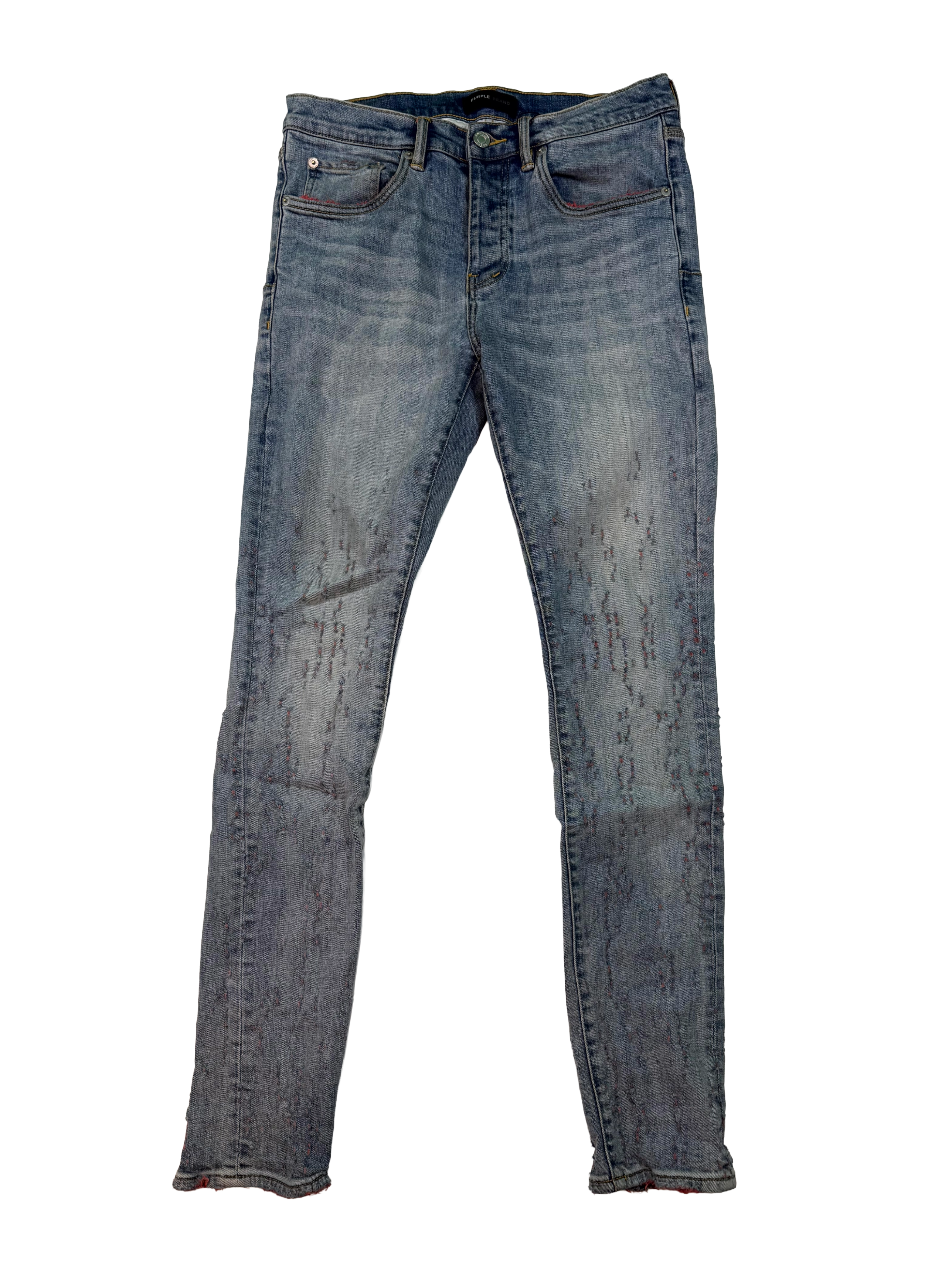 Purple Brand Red Stitch Light Wash Jeans