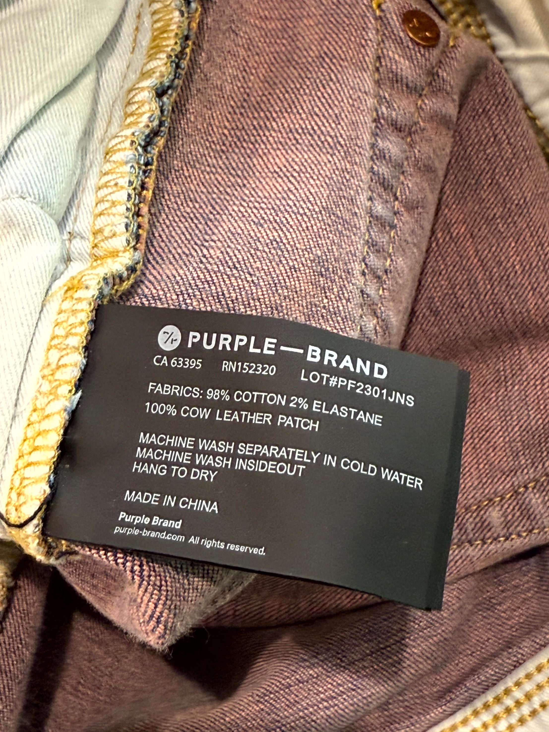Purple Brand Red Stitch Light Wash Jeans