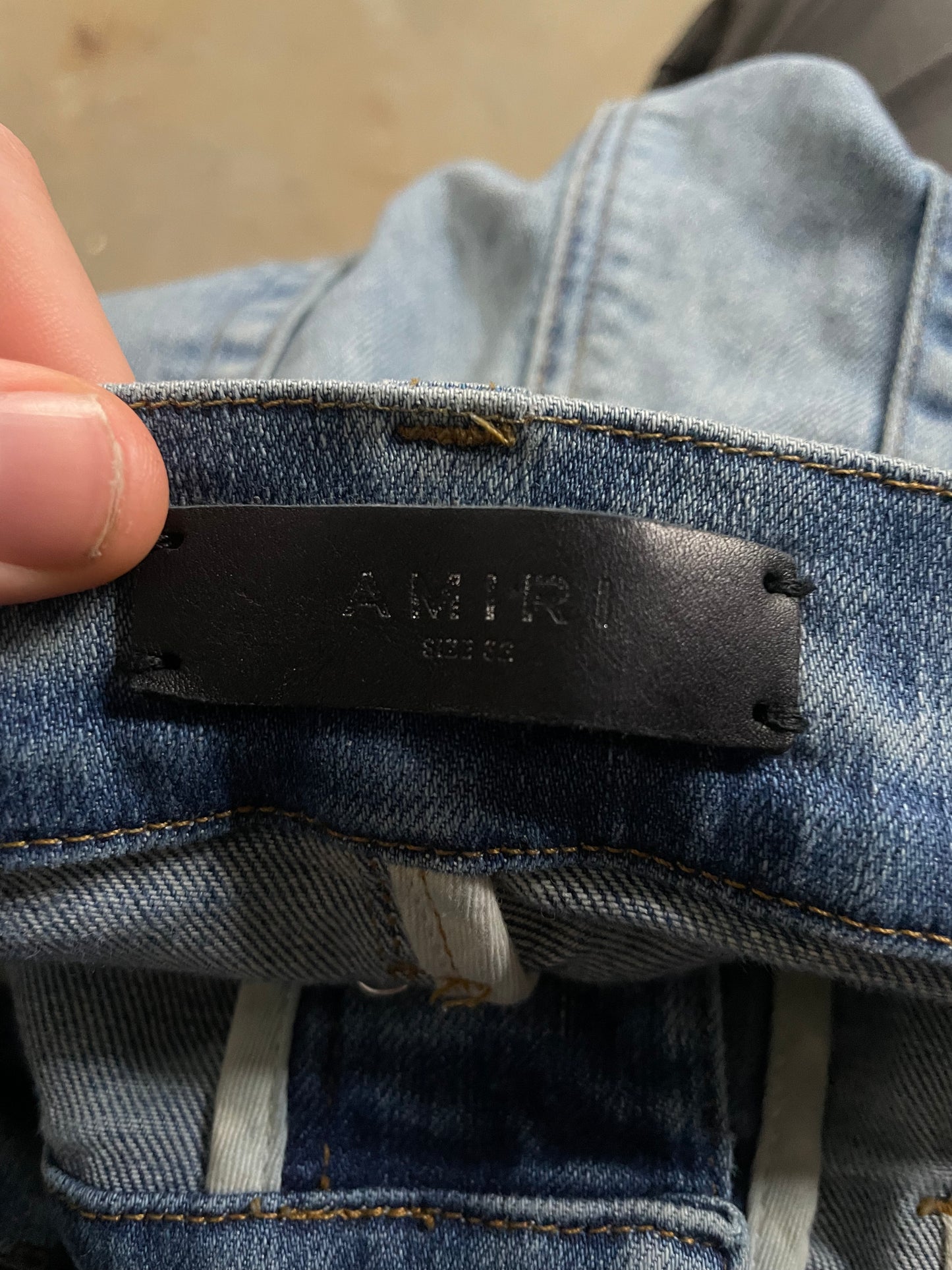 Amiri MX1 Light Wash Baby Blue Paisley Used 32