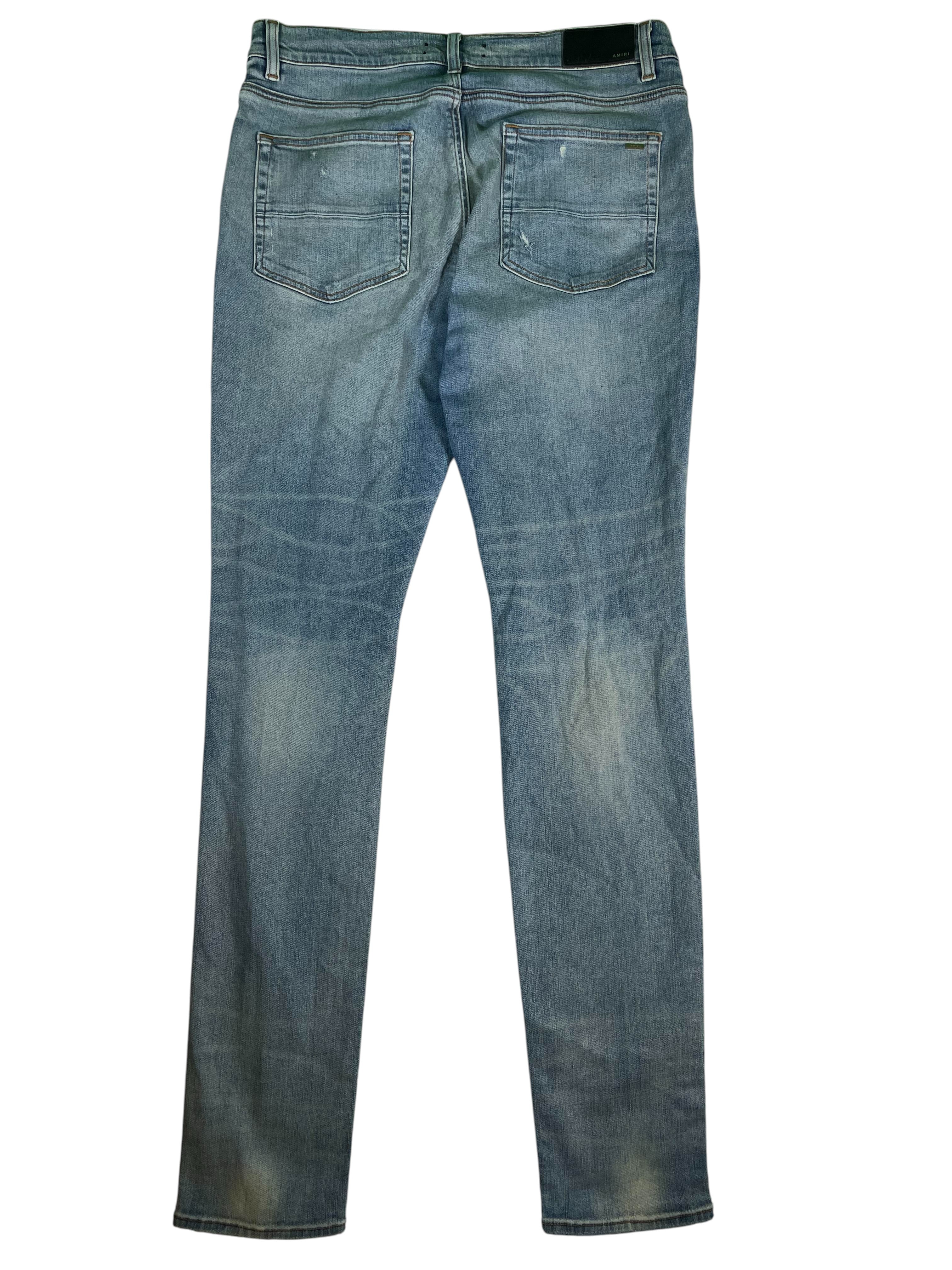 Amiri Plain Thrasher Knee Rip Light Wash Jeans