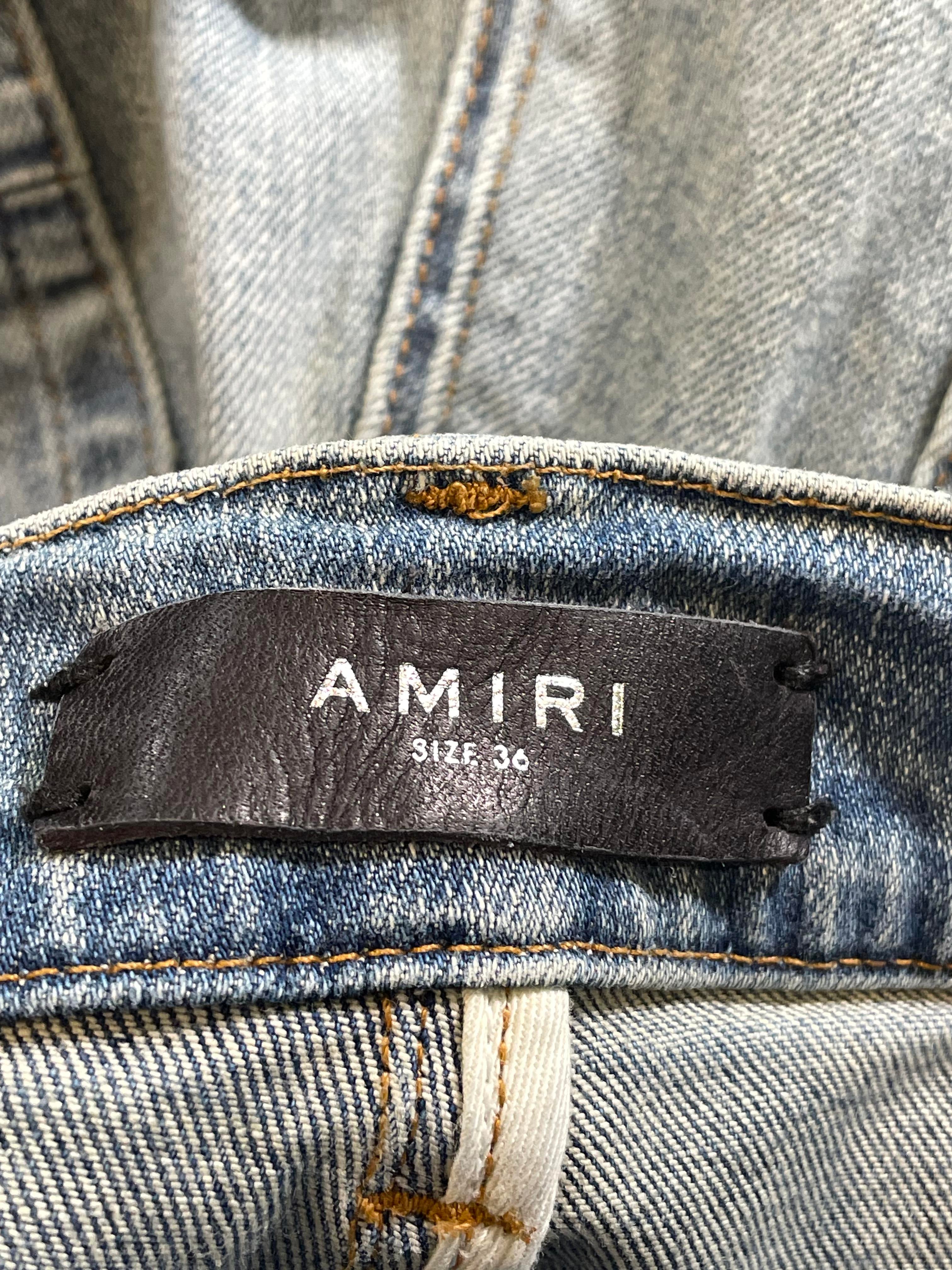 Amiri Plain Thrasher Knee Rip Light Wash Jeans