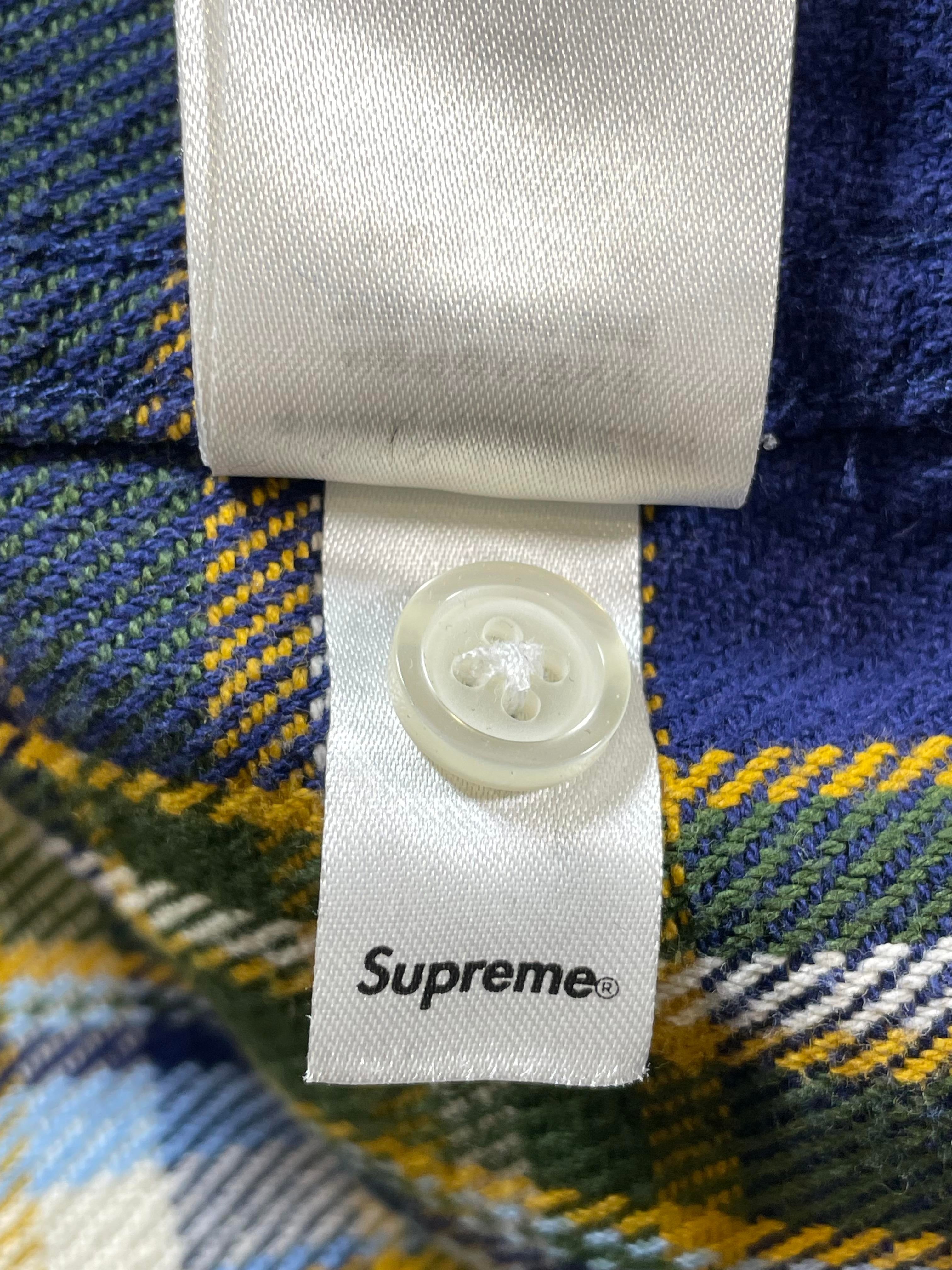 Supreme Logo Blue & Yellow Flannel