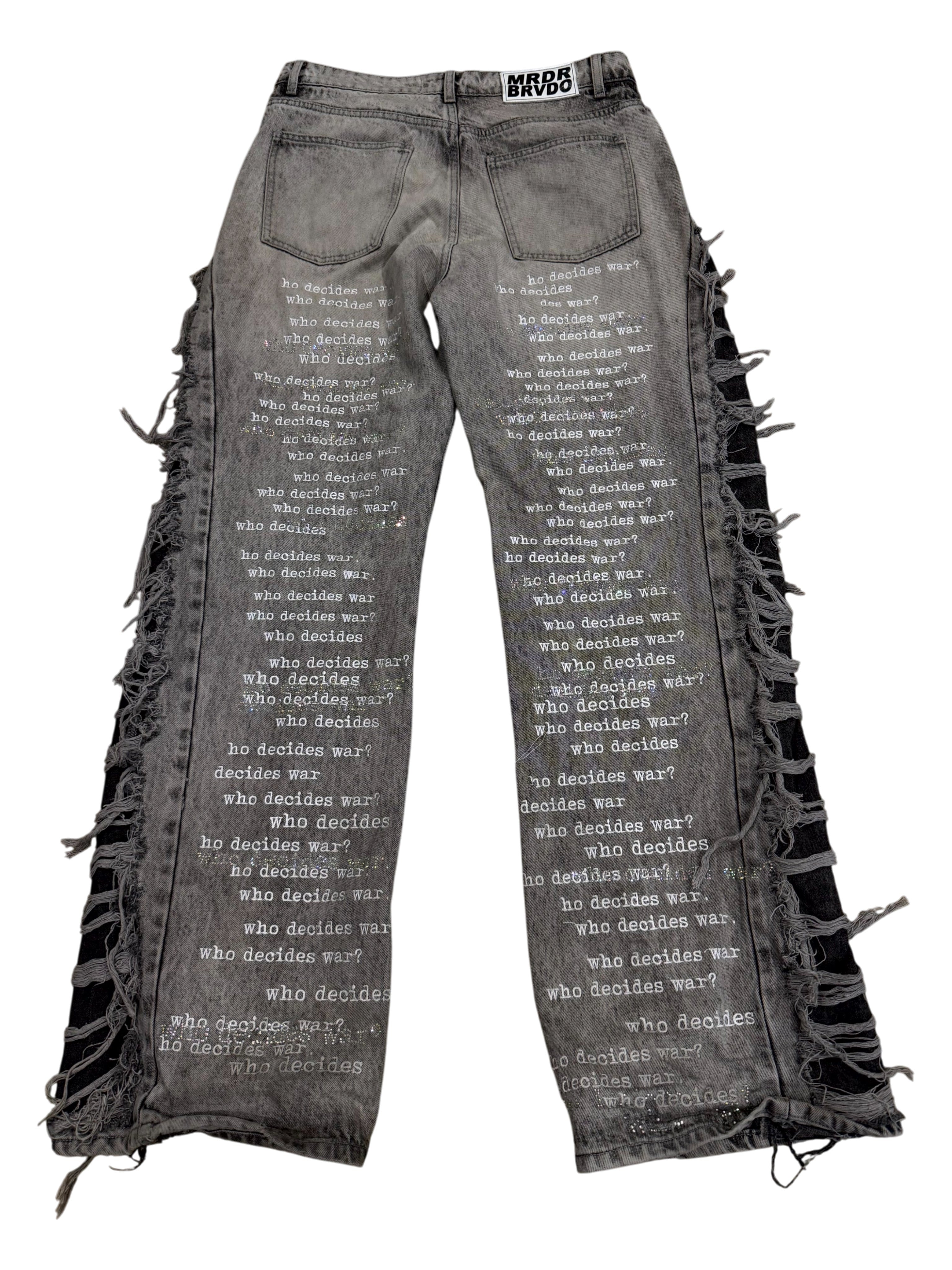 Who Decides War Ultra Flare Rhinestone Grey Jeans