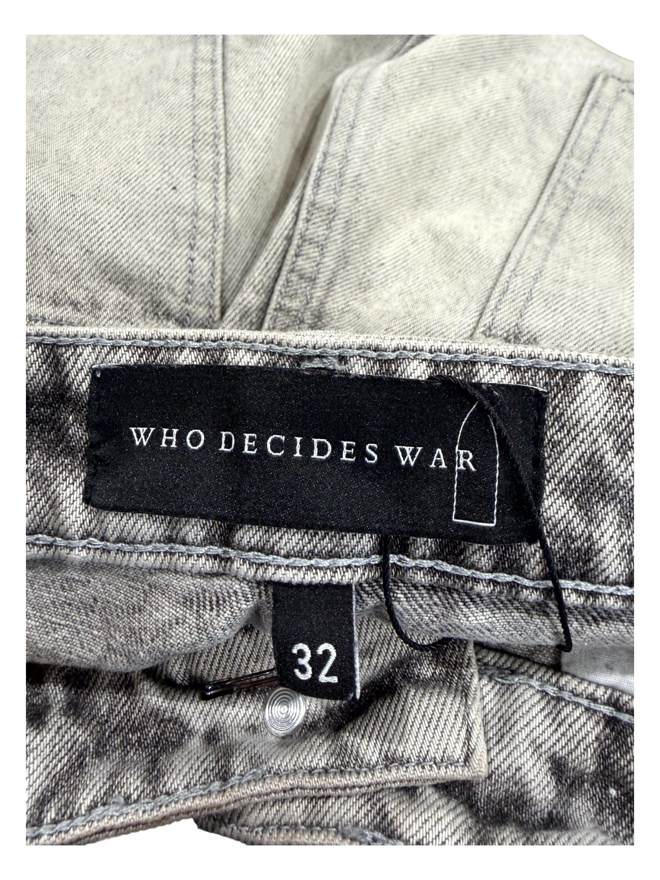 Who Decides War Ultra Flare Rhinestone Grey Jeans