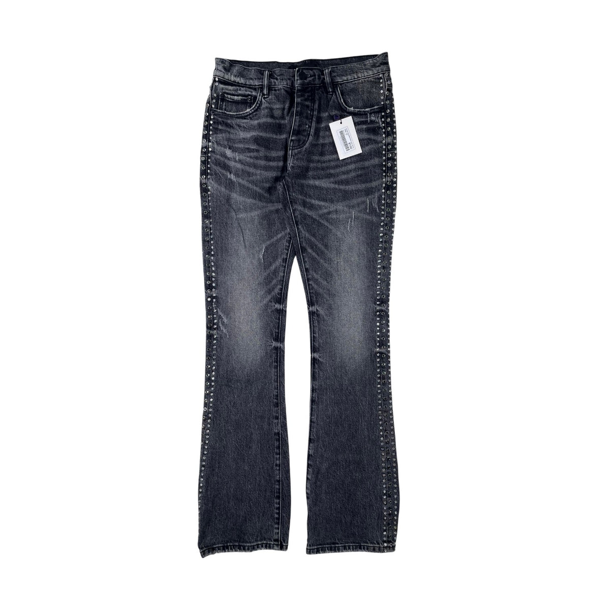 Purple Studded Side Logo Black Wash Jeans