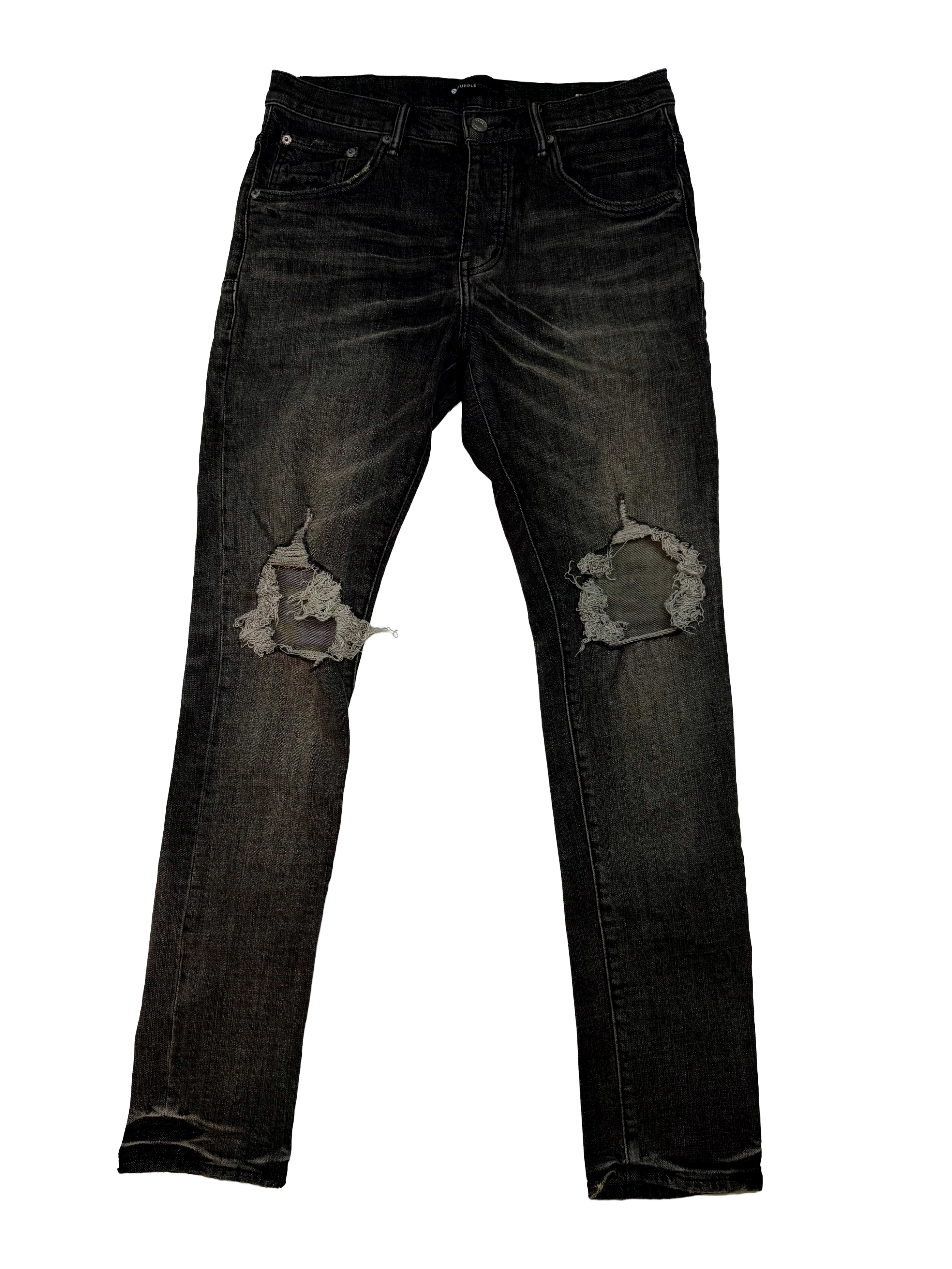 Purple Ripped  Black Wash Jeans