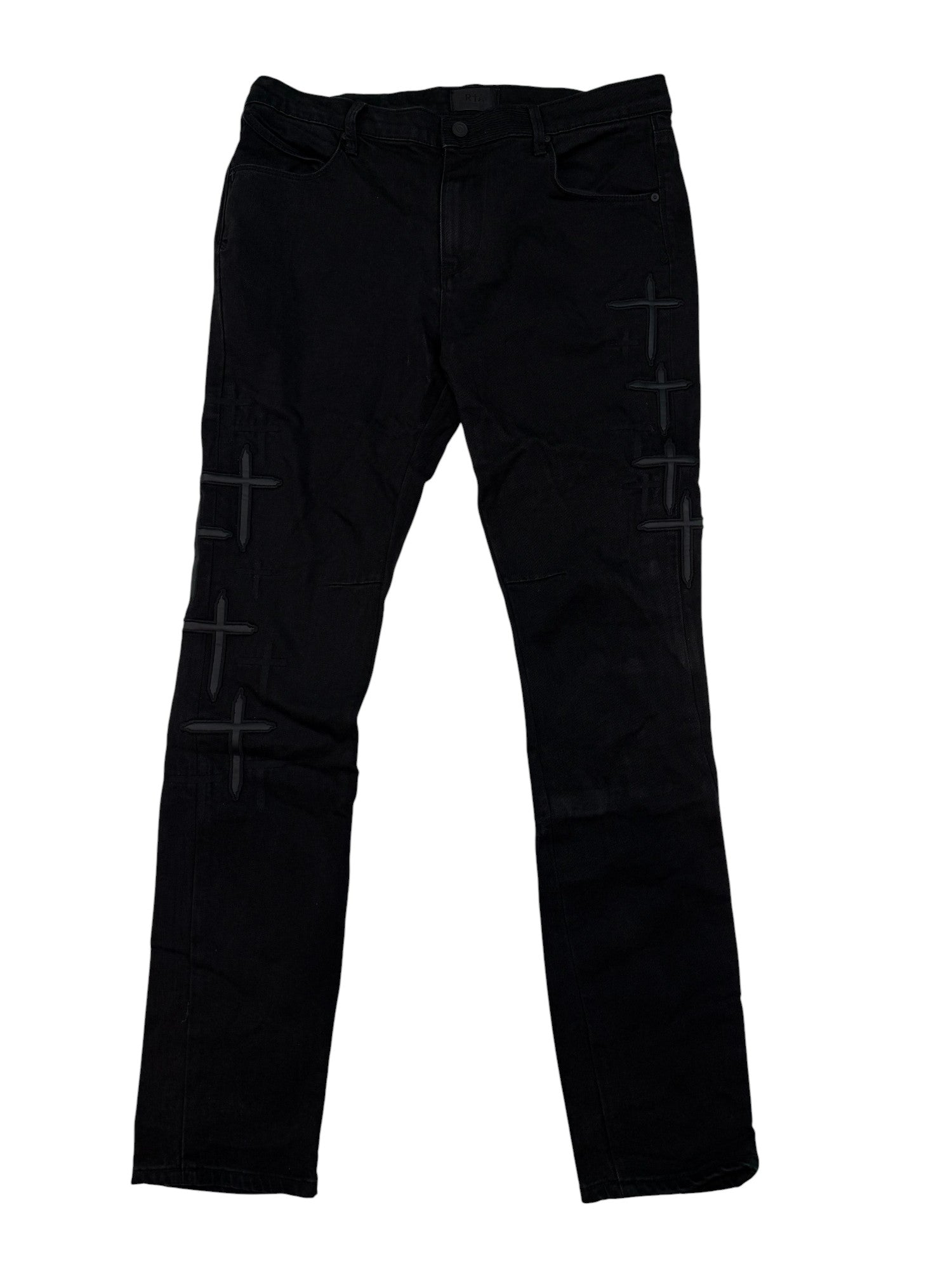 RTA Black & Leather Cross Jeans