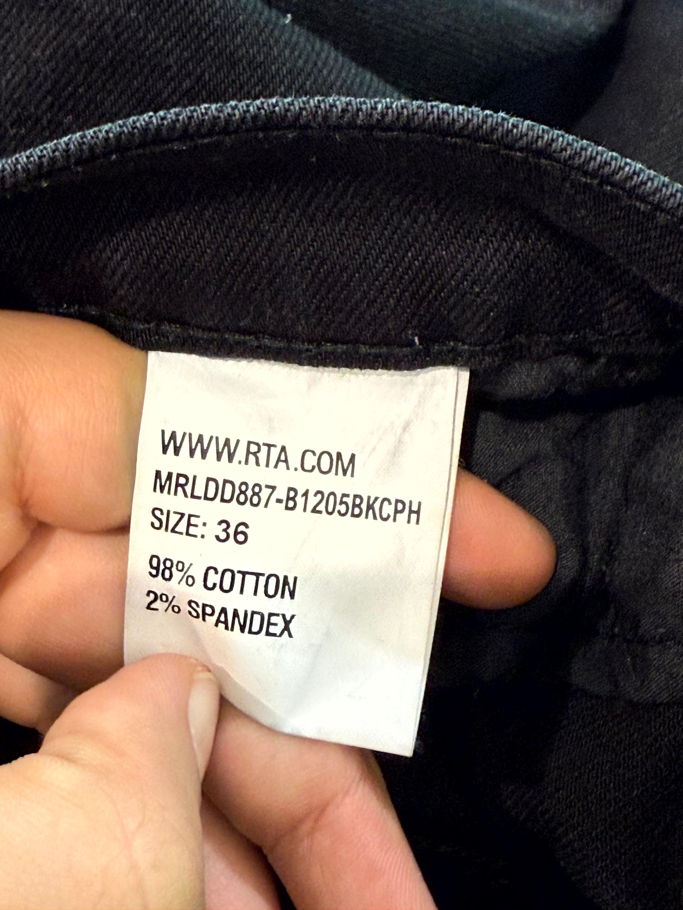 RTA Black & Leather Cross Jeans