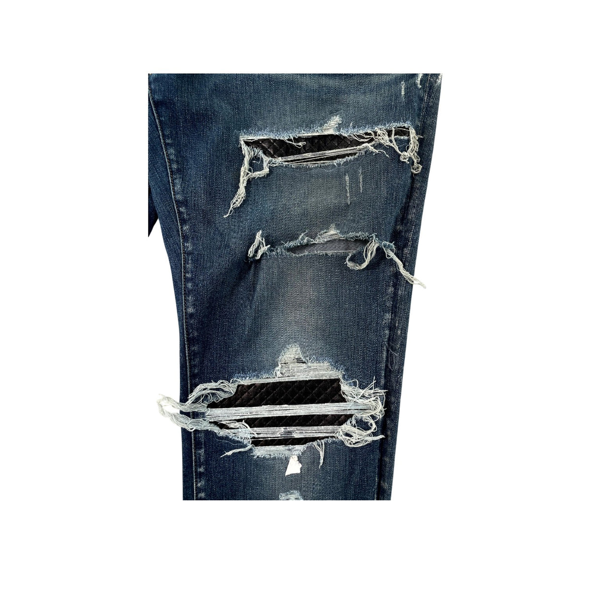 Amiri "MX1" Quilted Leather Patch Navy & Black Jeans