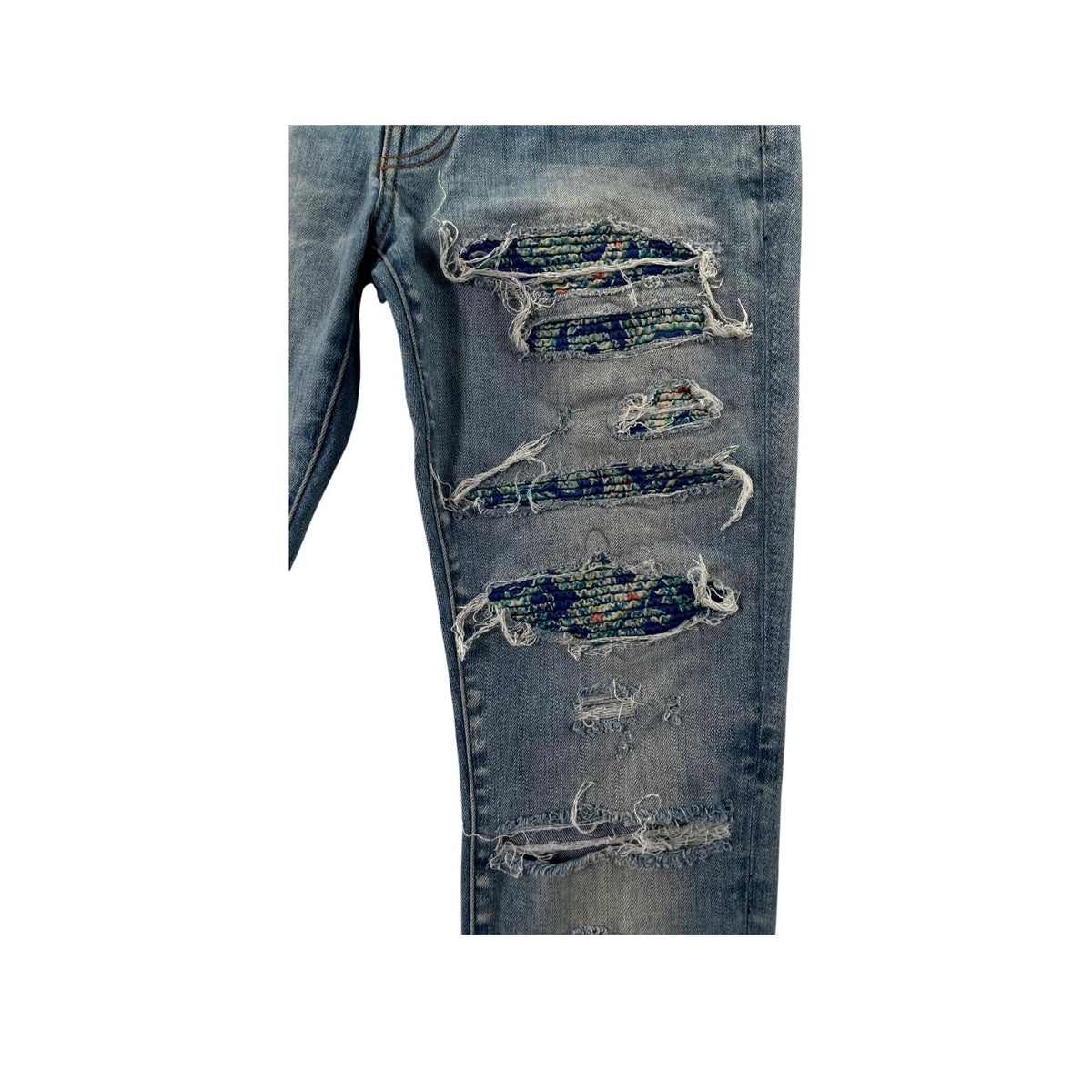 Amiri Pajama Paisley Thrasher Light Wash Jeans