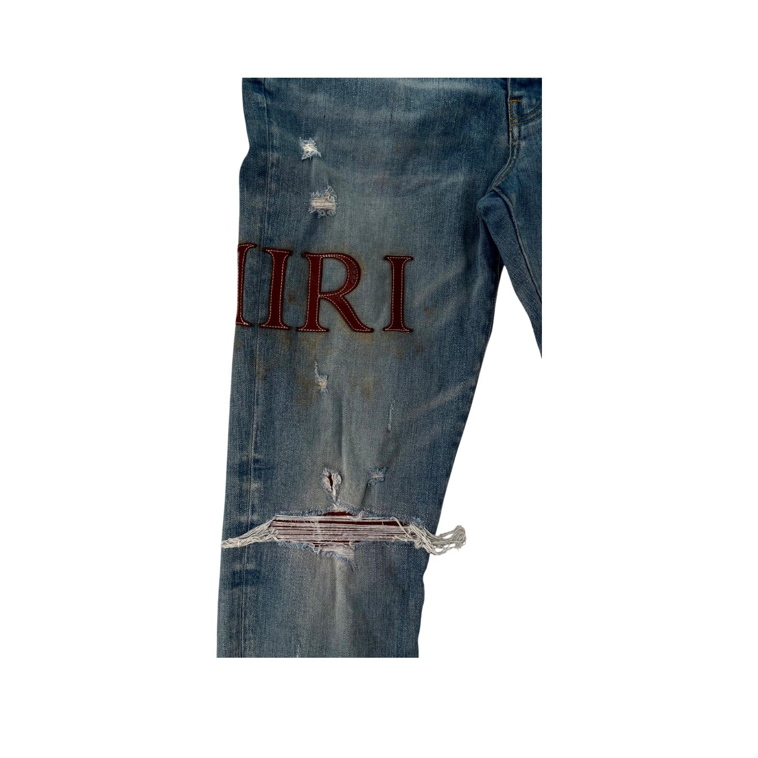 Amiri Side Logo Light Wash & Brown Jeans