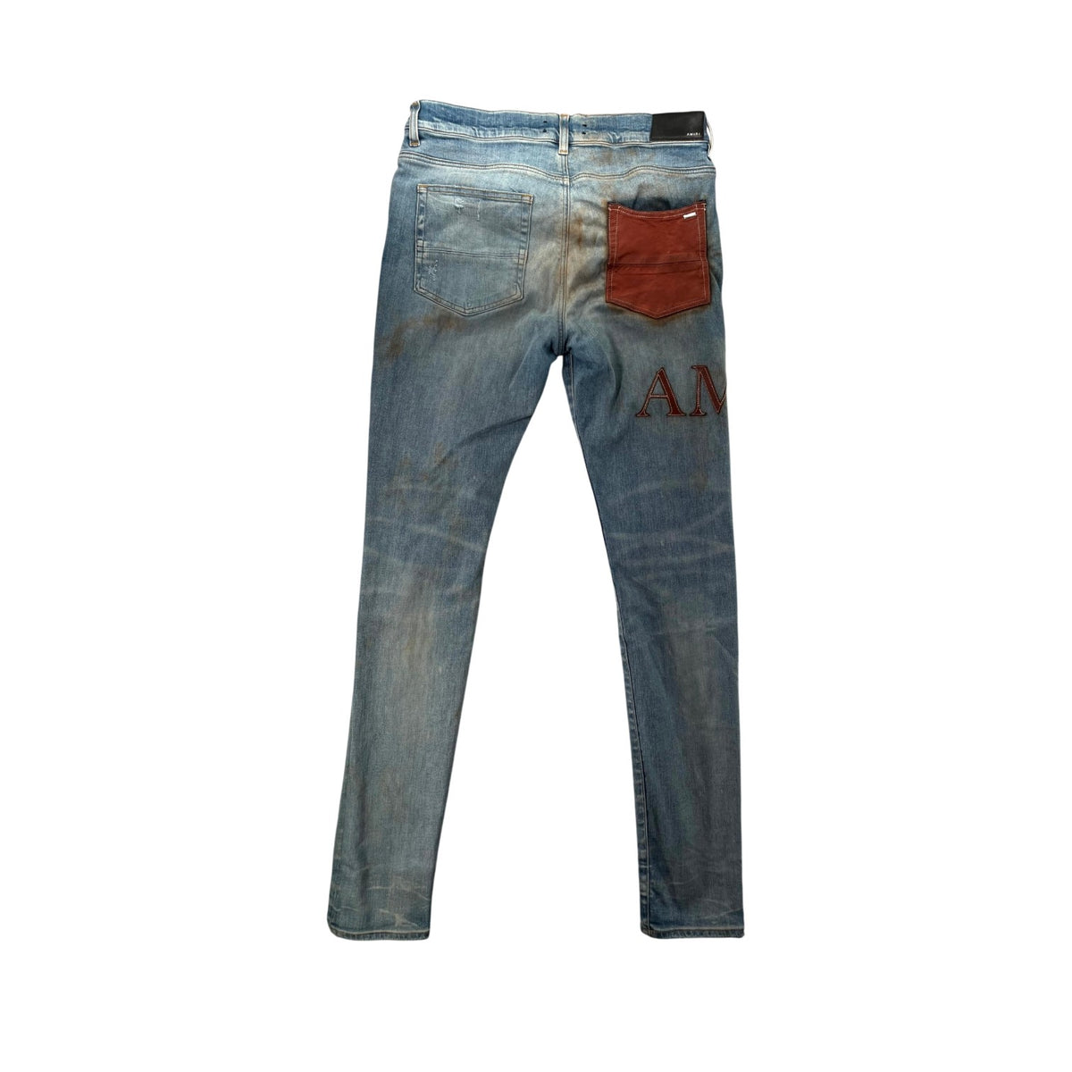 Amiri Side Logo Light Wash & Brown Jeans