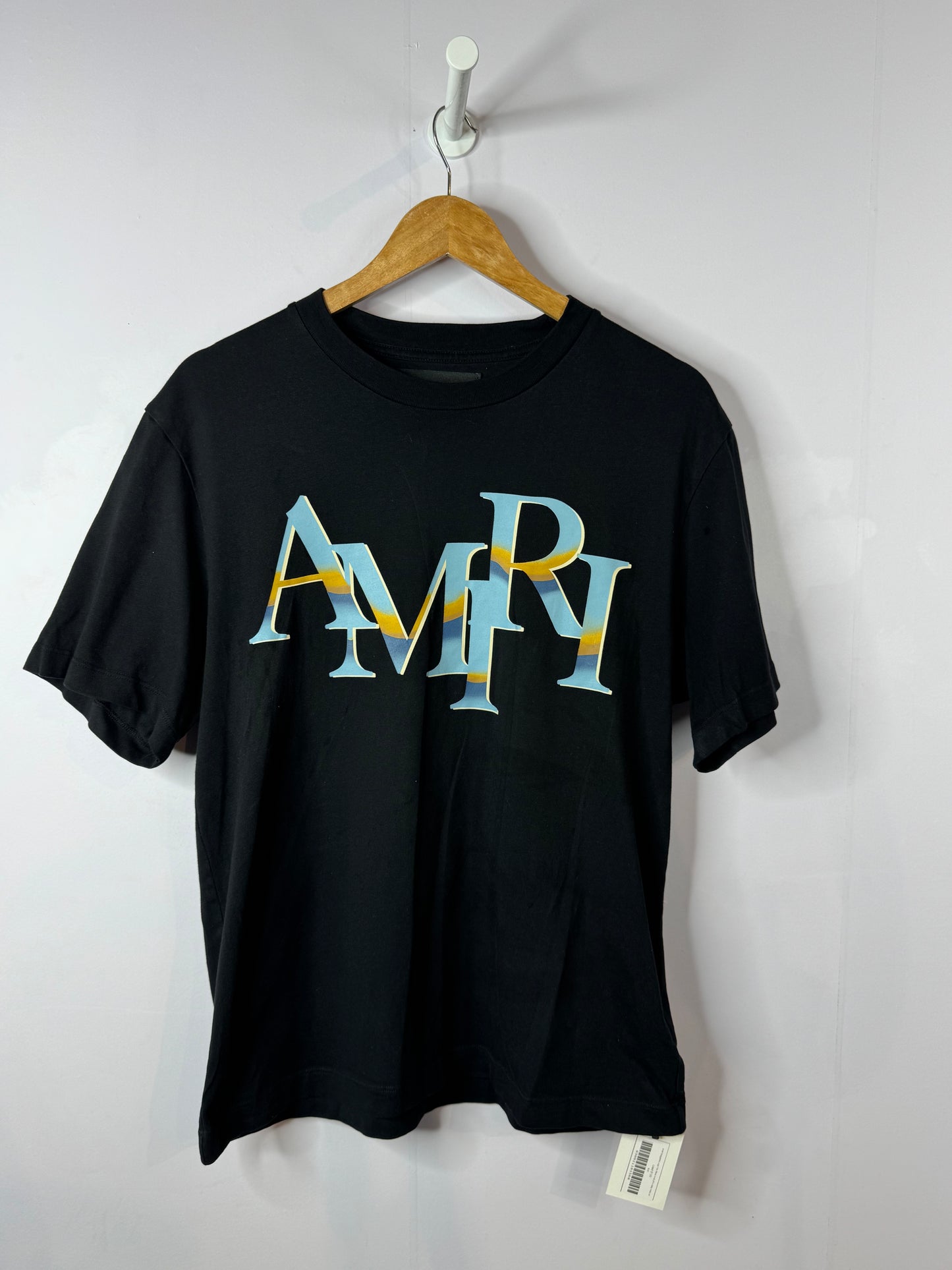 Amiri Staggered Multicolor Logo Black Tee