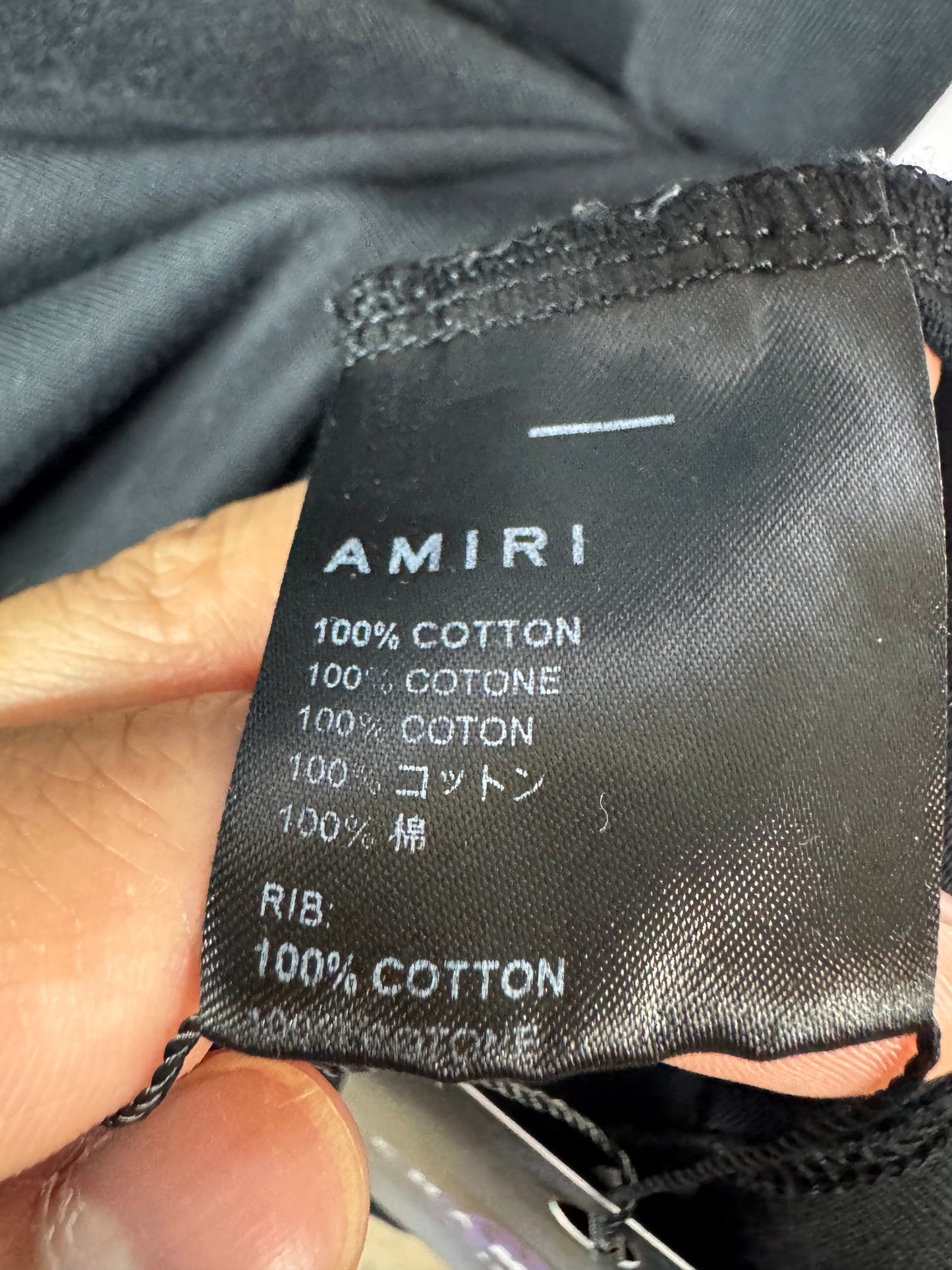 Amiri Staggered Multicolor Logo Black Tee