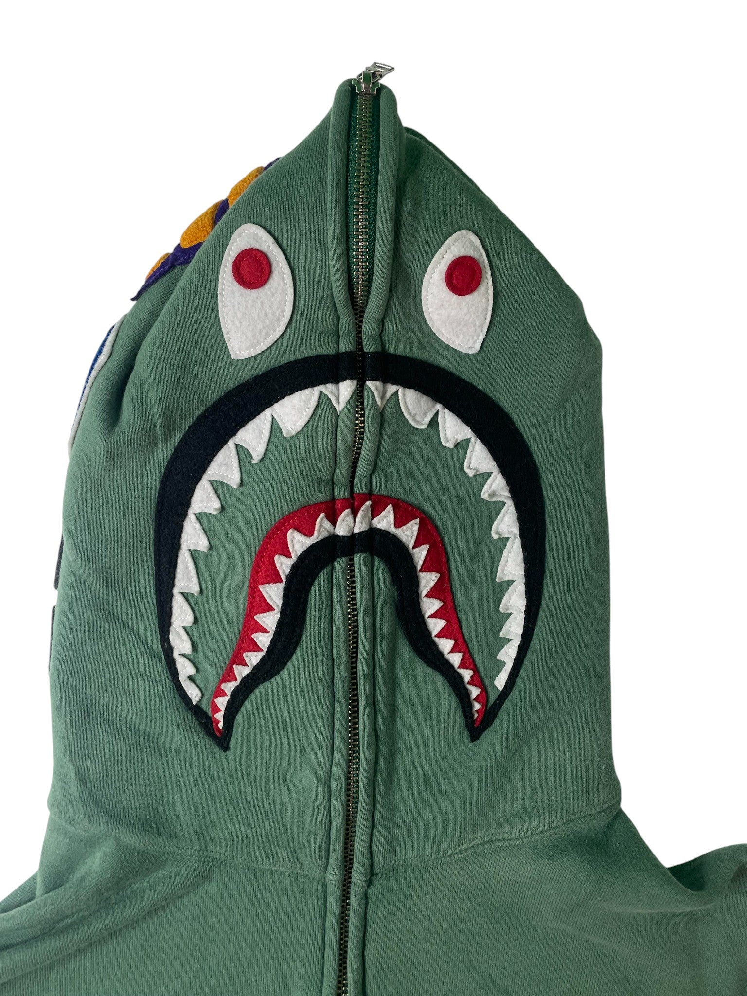 Bape 'Shark' Olive & Orange Zip Up Hoodie