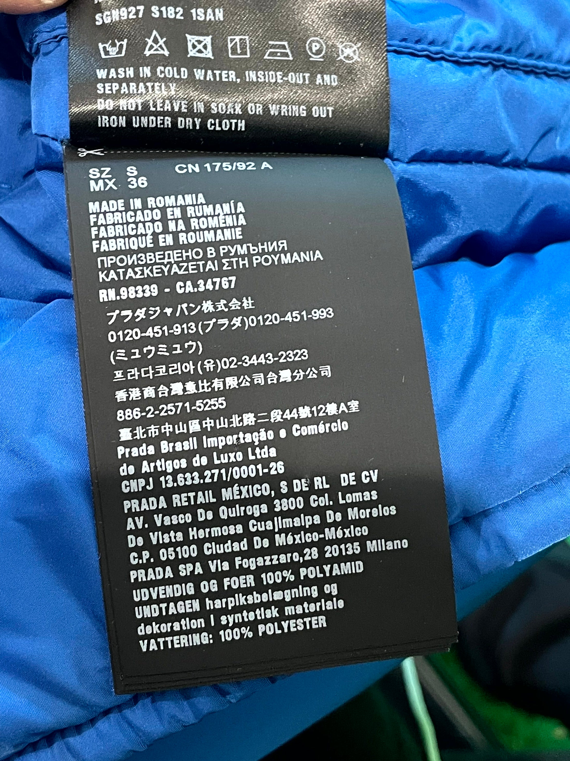 Prada Puffer Blue Vest