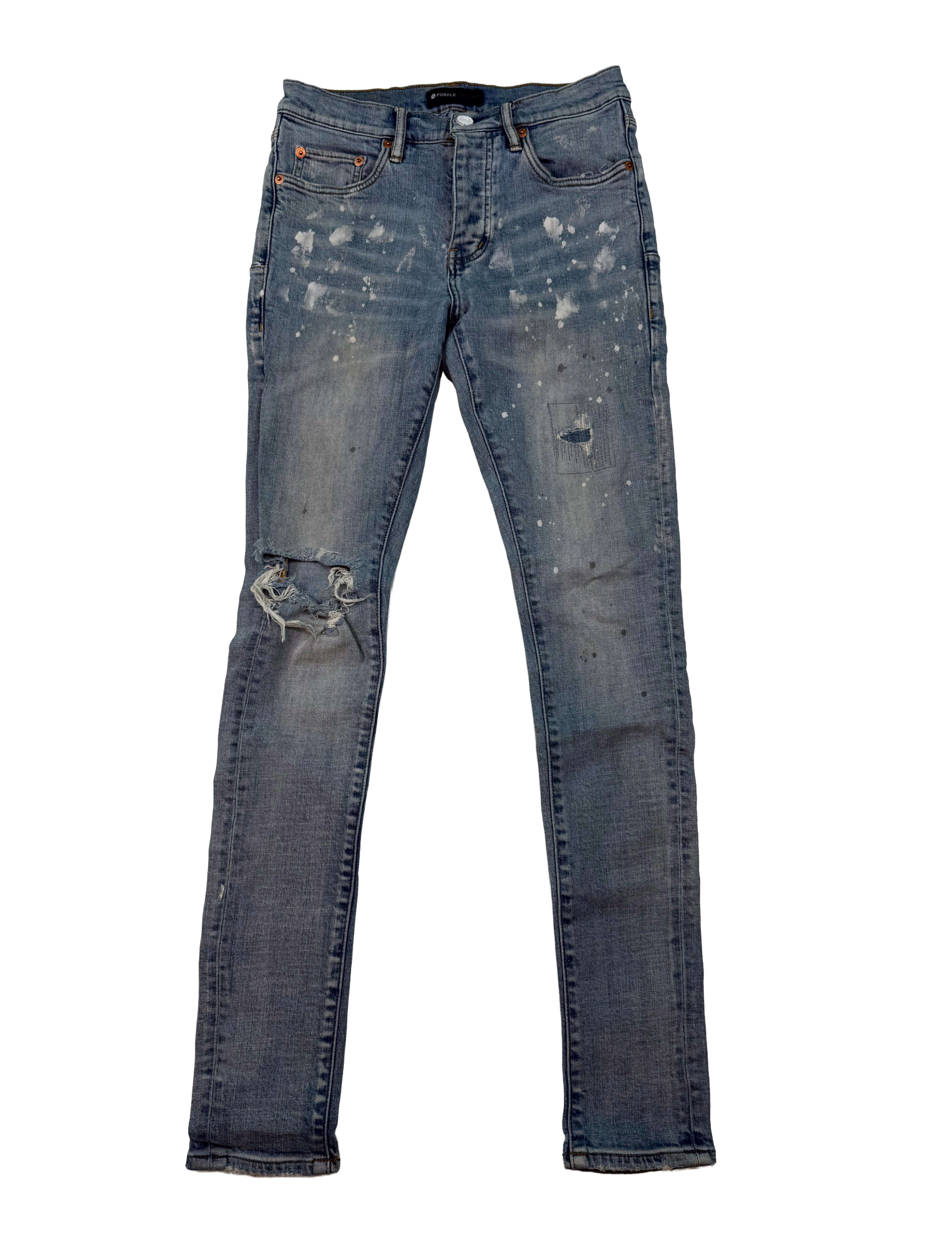 Purple Brand Paint Splatter Light Wash Jeans