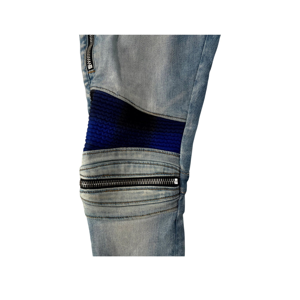 Amiri "MX2" Plaid Patch Light Wash, Black & Blue Jeans