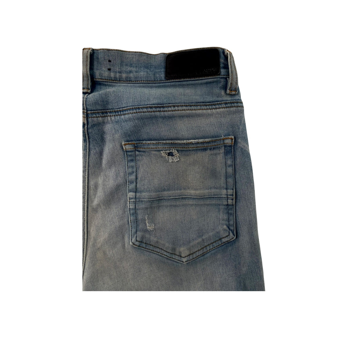 Amiri Light Wash Rainbow Paisley Thrasher Patch Jeans