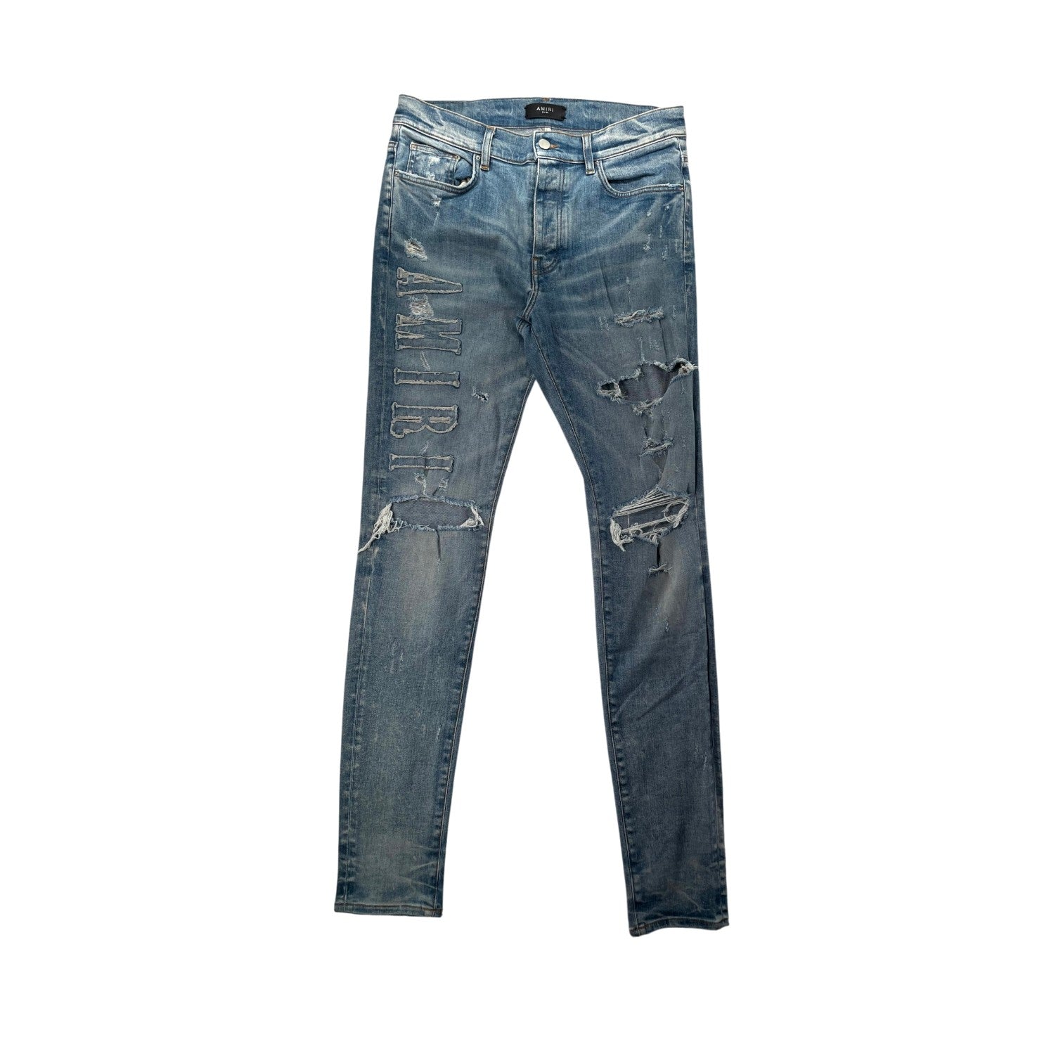 Amiri Denim Applique Side Logo Light Wash Jeans