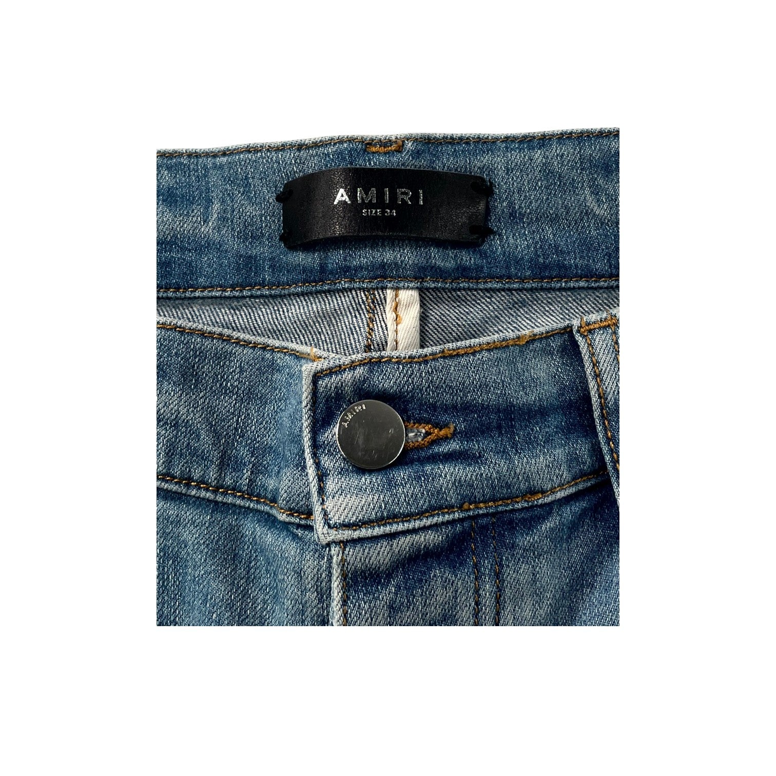 Amiri Denim Applique Side Logo Light Wash Jeans
