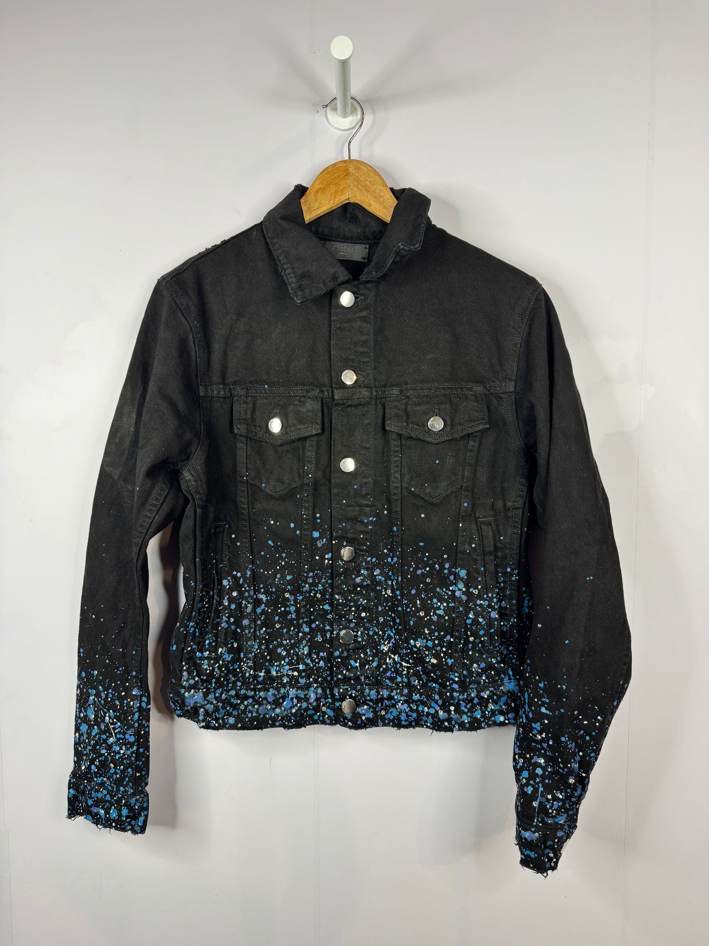 Amiri Paint Splatter Crystal Black Jean Jacket