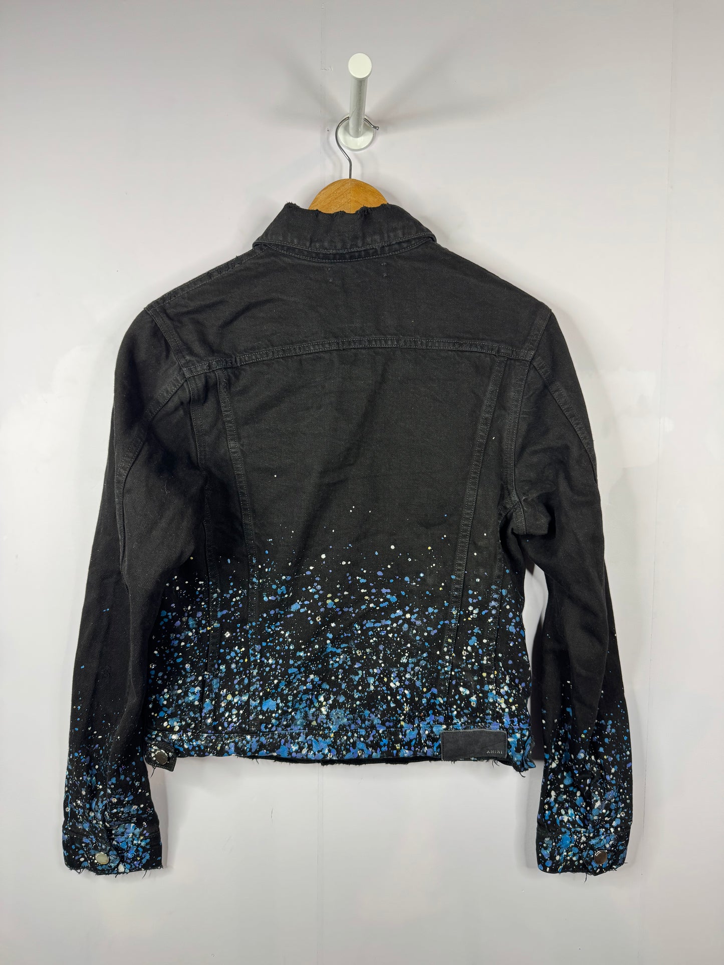 Amiri Paint Splatter Crystal Black Jean Jacket