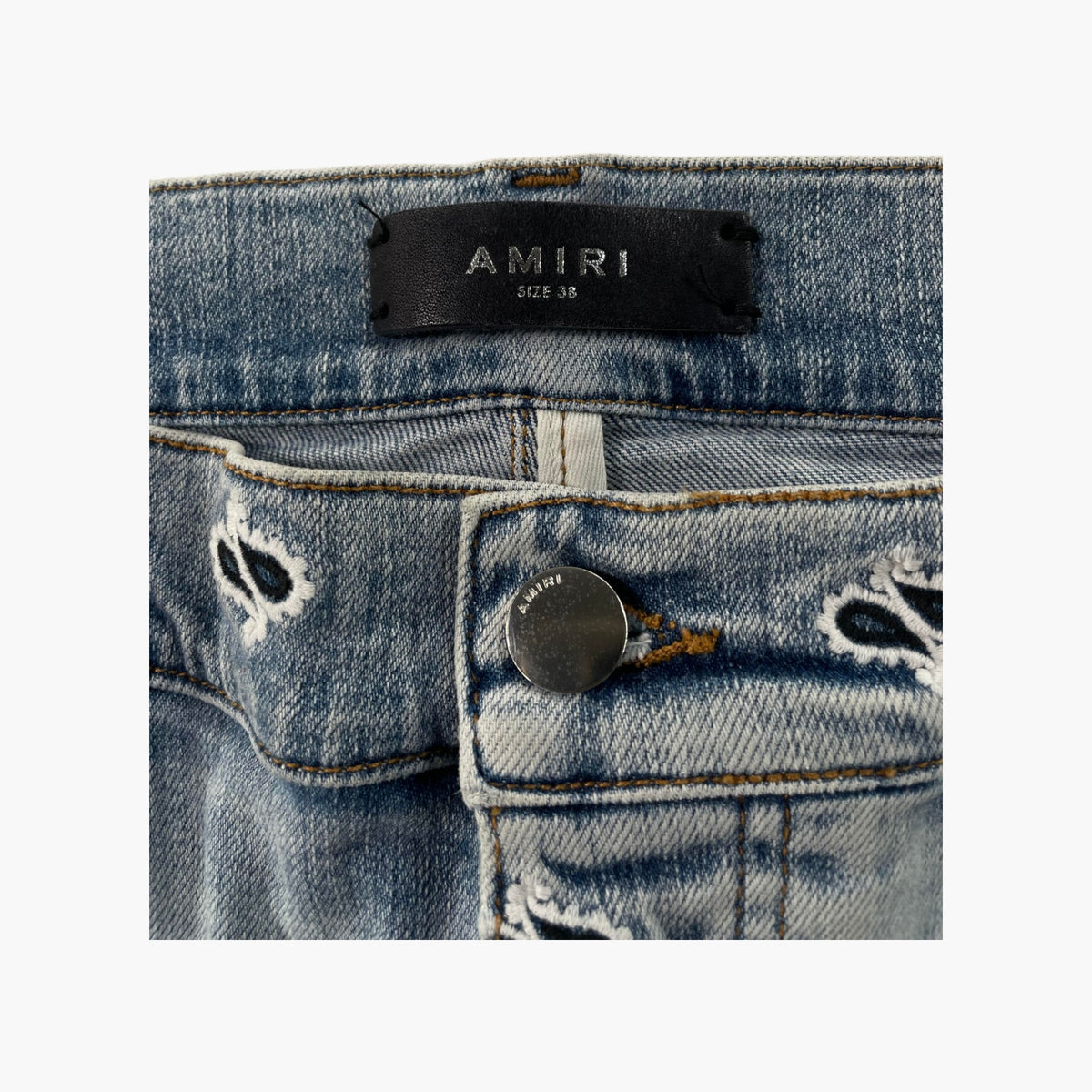 Amiri Paisley Monogram Light Wash Jeans