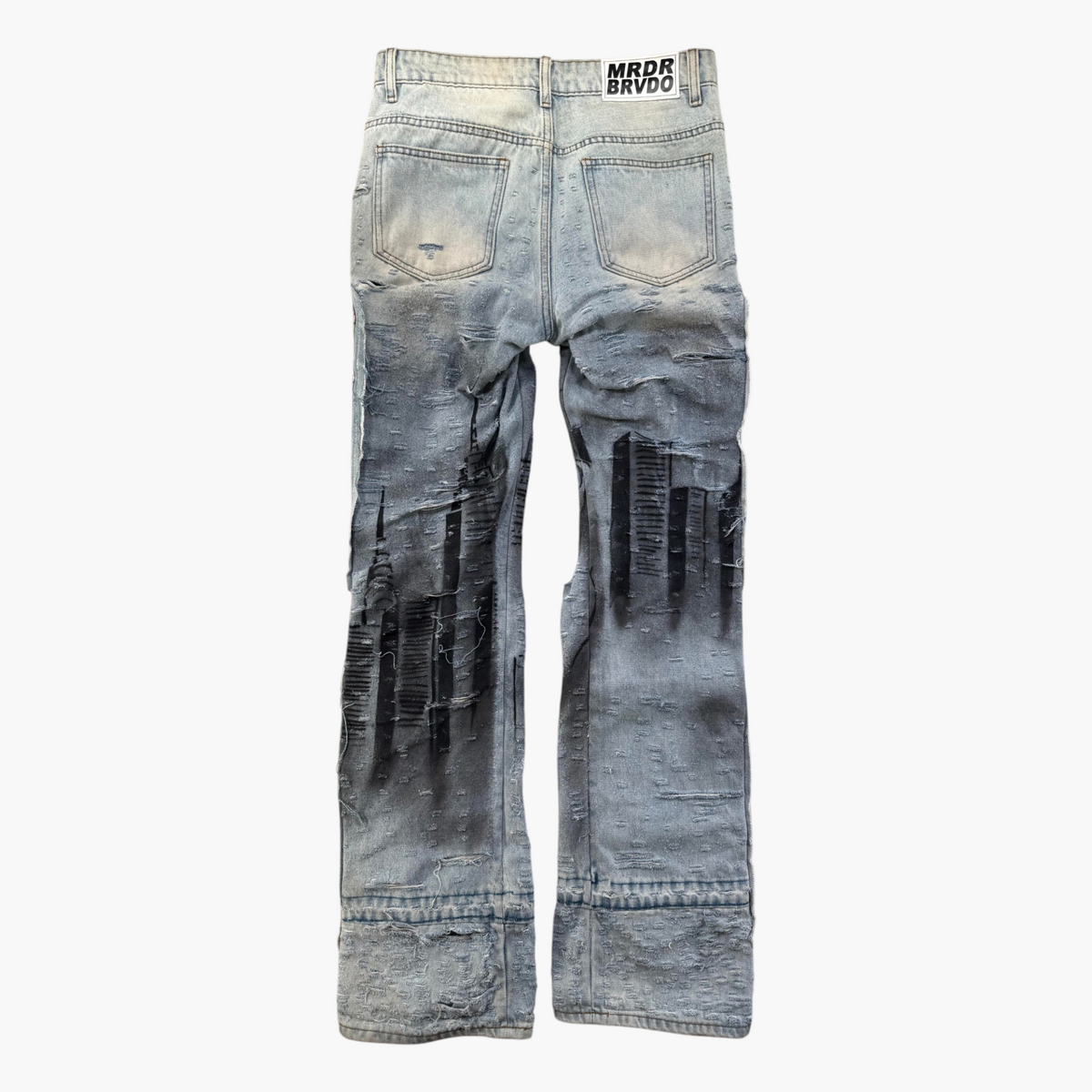Who Decides War HIT NYC Graffiti Light Wash Jeans