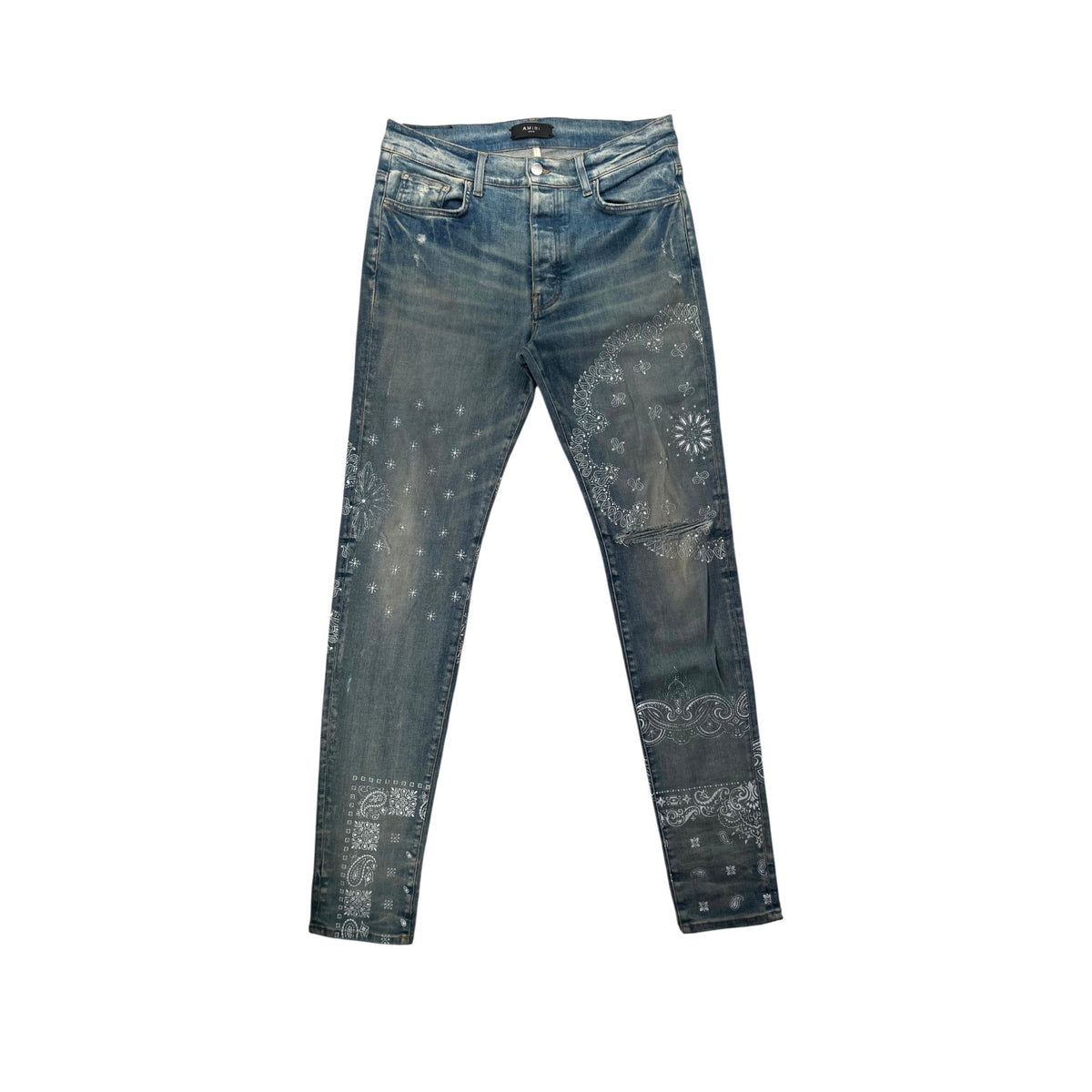Amiri Paisley Monogram Light Wash Jeans